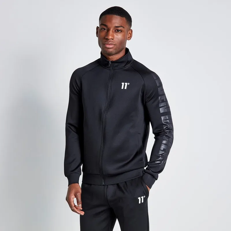 Embossed Print Track Top - Black