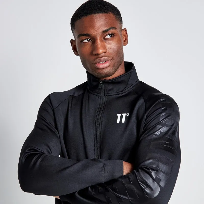 Embossed Print Track Top - Black