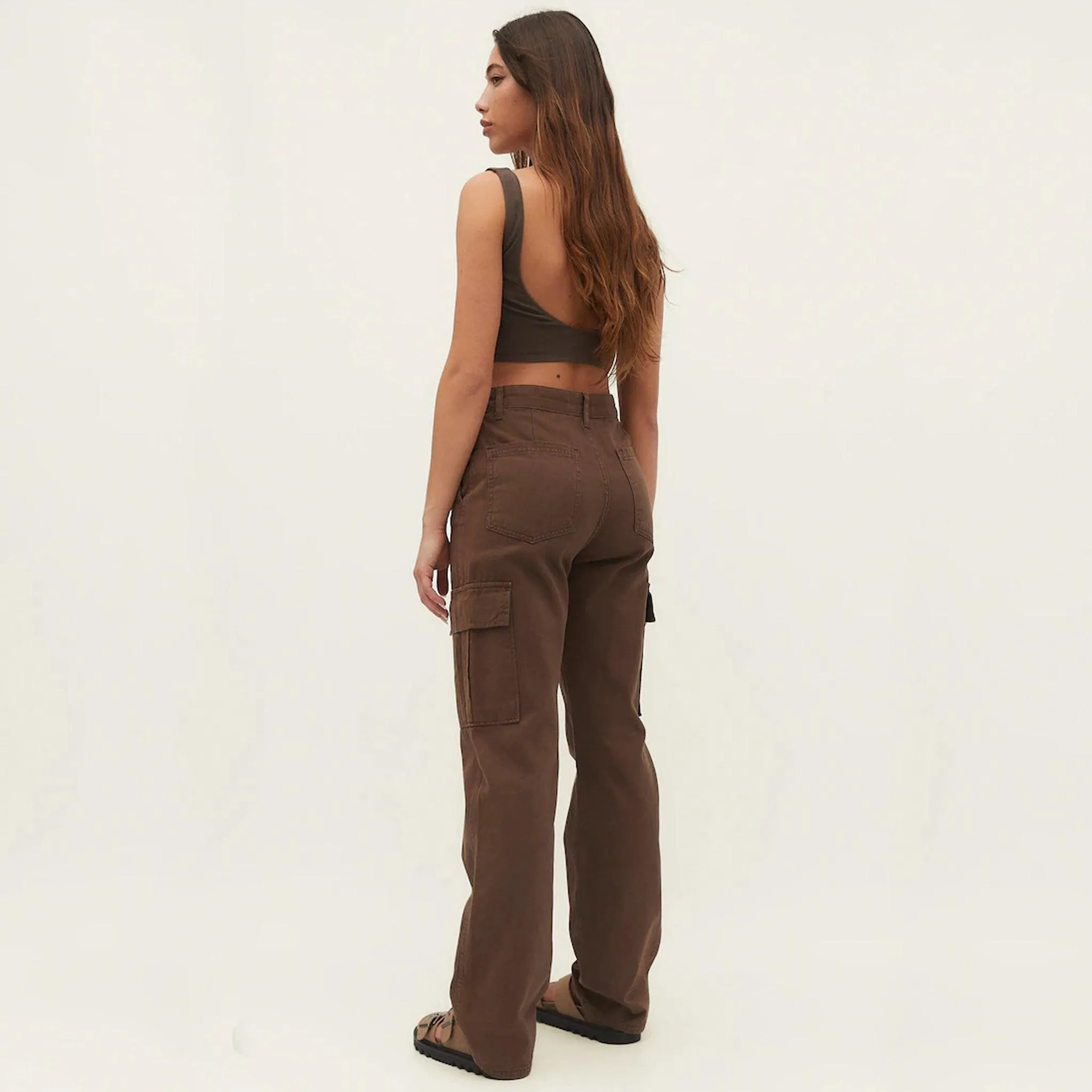 Female Brown Cargo Trousers (6 pockets)