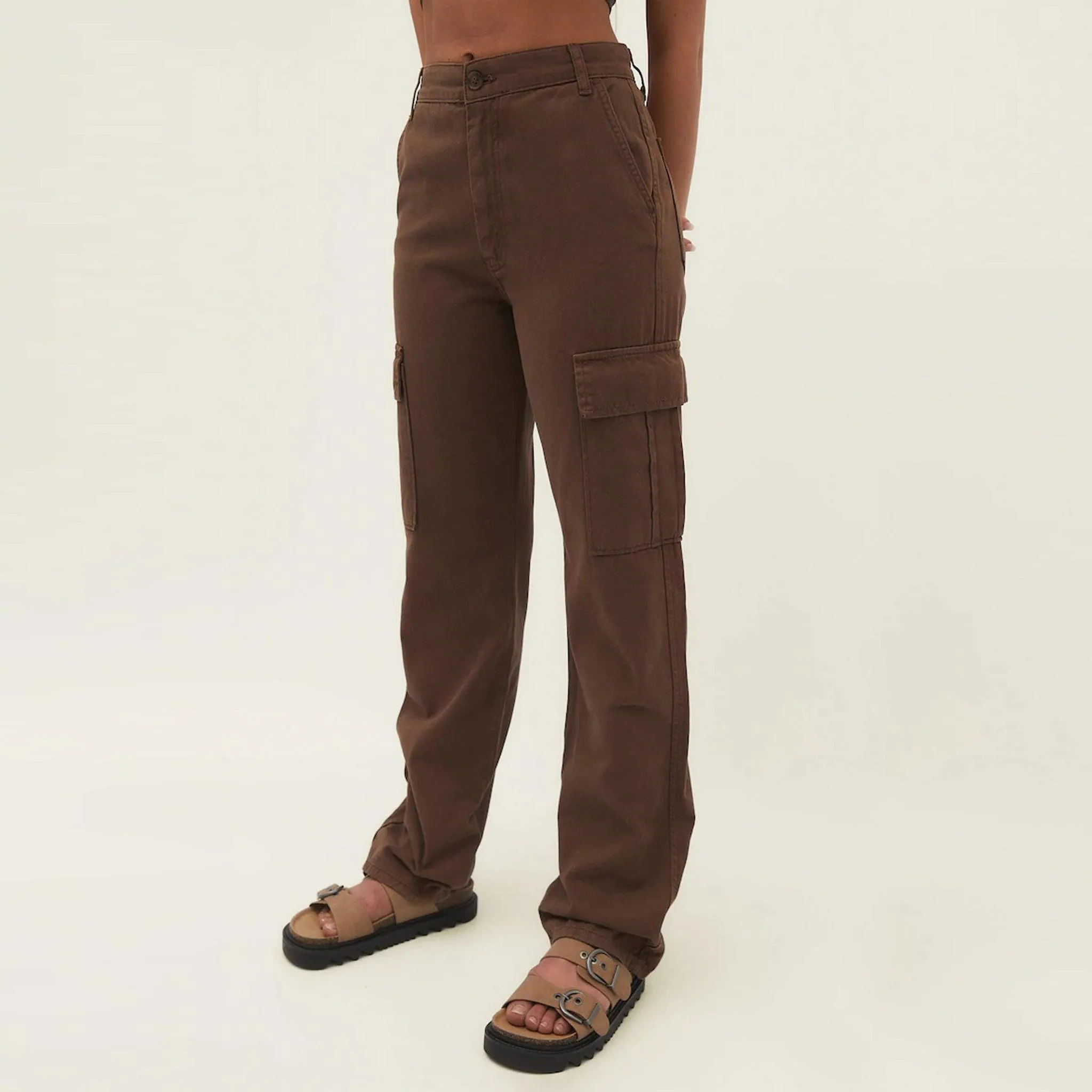 Female Brown Cargo Trousers (6 pockets)