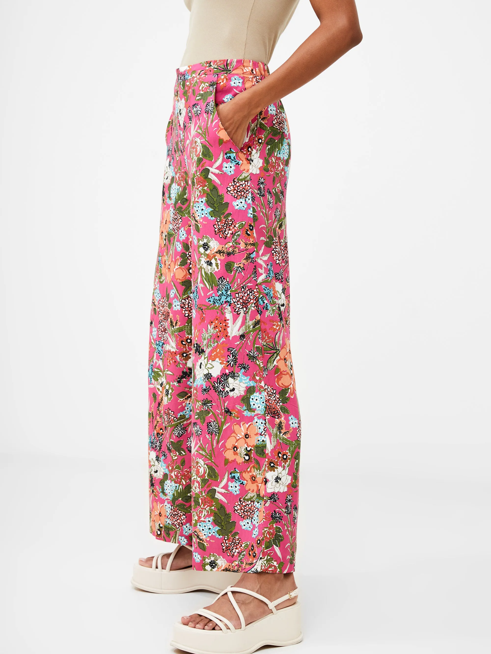 Floral Print Wide Leg Trousers