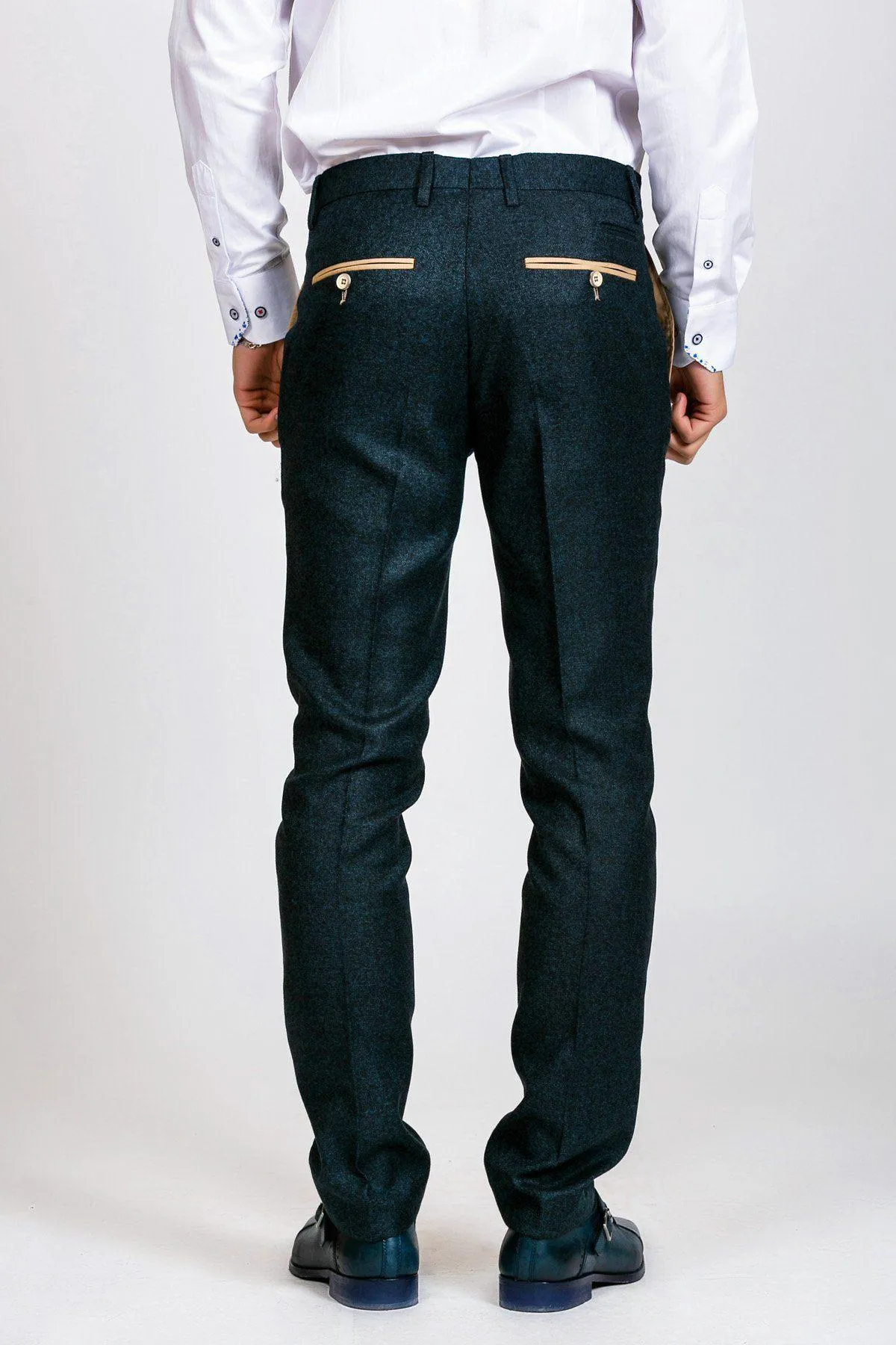 GLEN - Navy Tweed Trousers