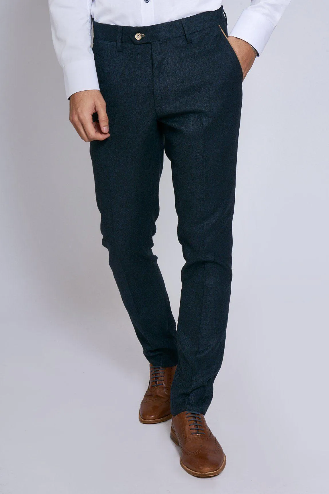 GLEN - Navy Tweed Trousers