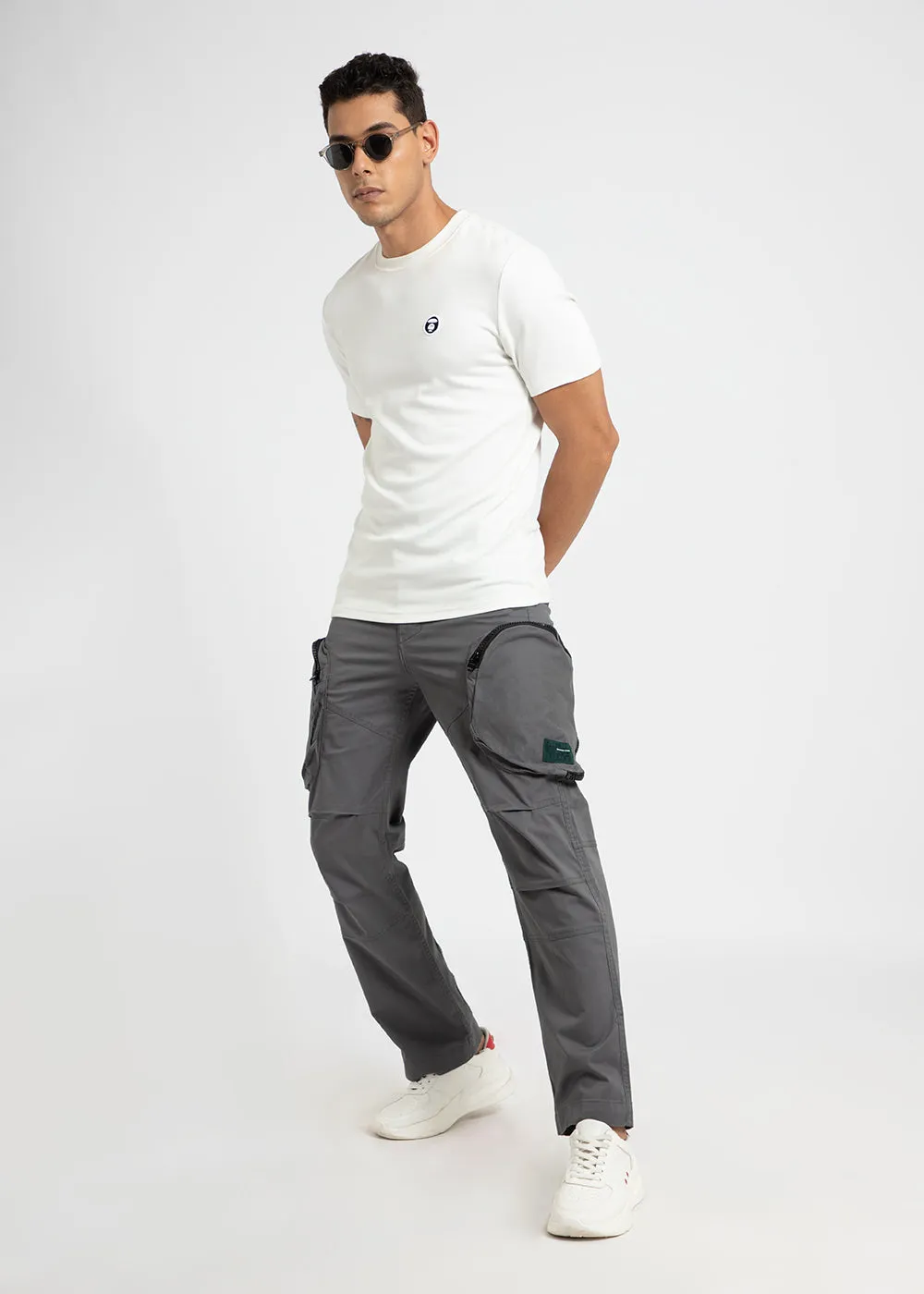 Gris Gray Zipper Cargo Pant