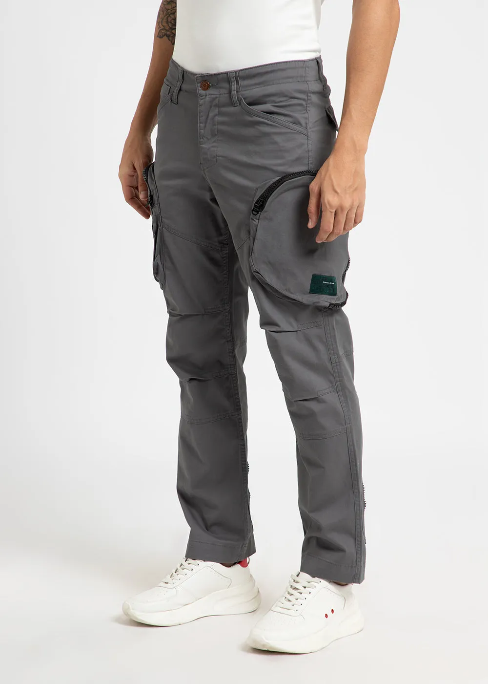 Gris Gray Zipper Cargo Pant