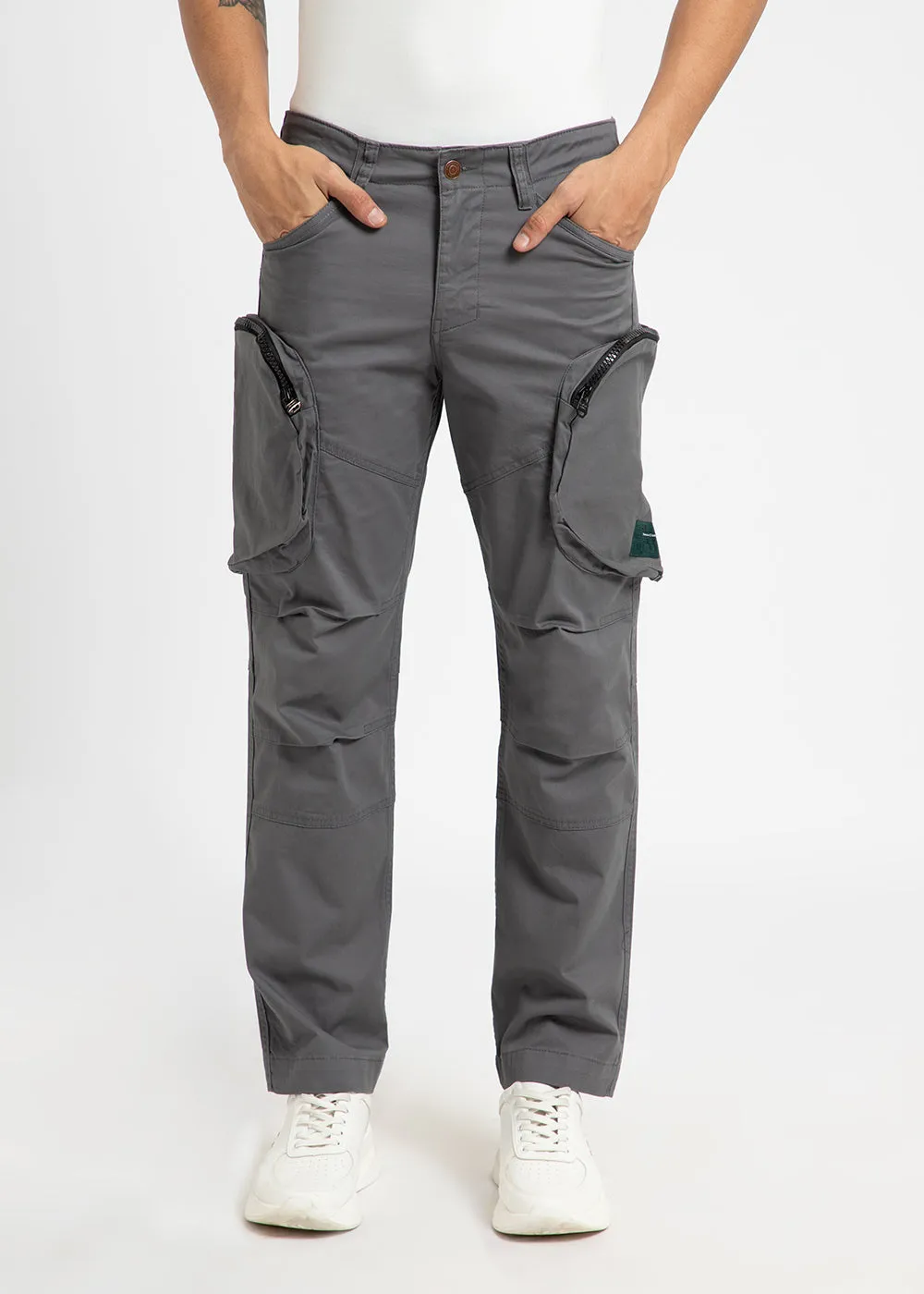 Gris Gray Zipper Cargo Pant