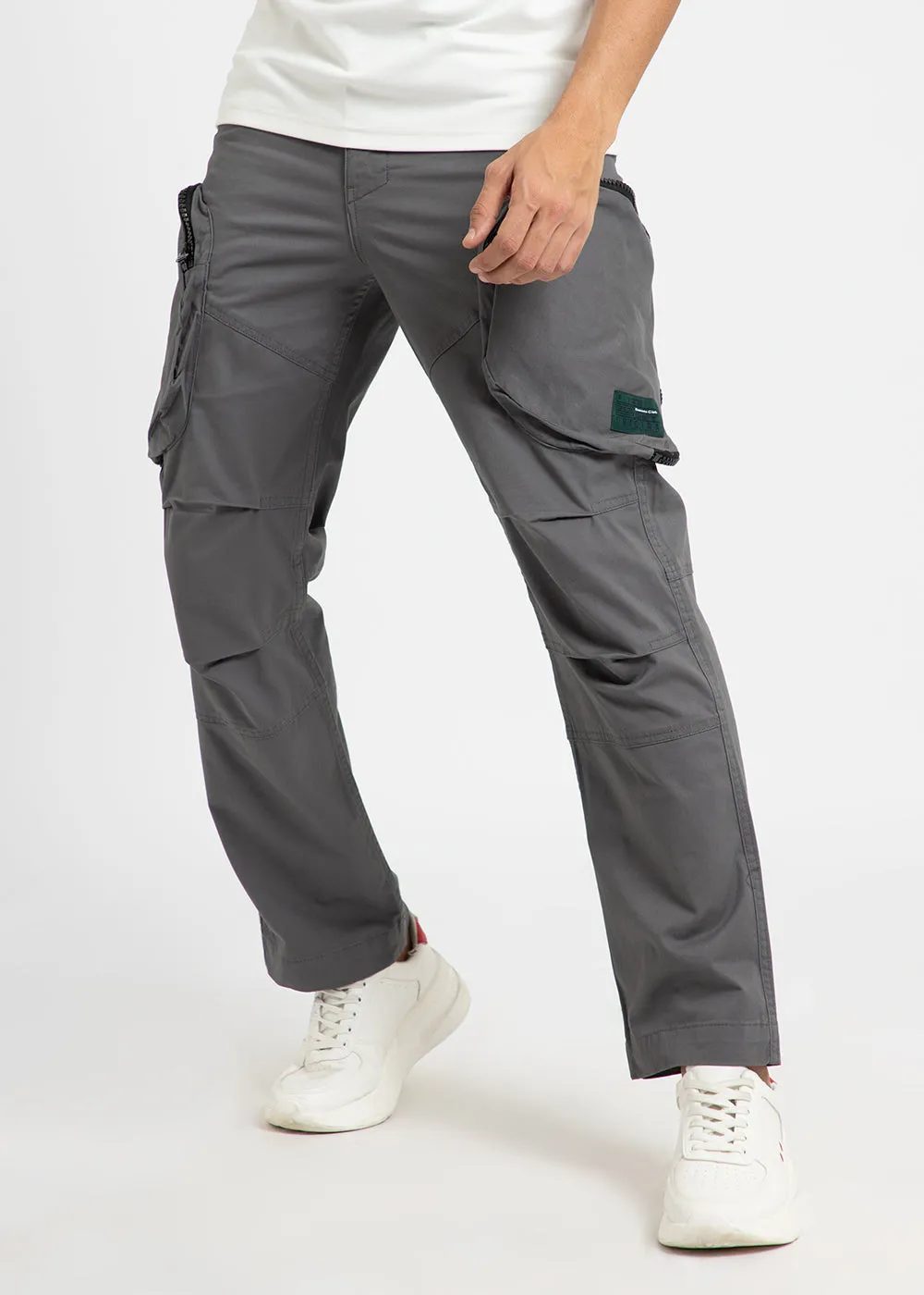 Gris Gray Zipper Cargo Pant