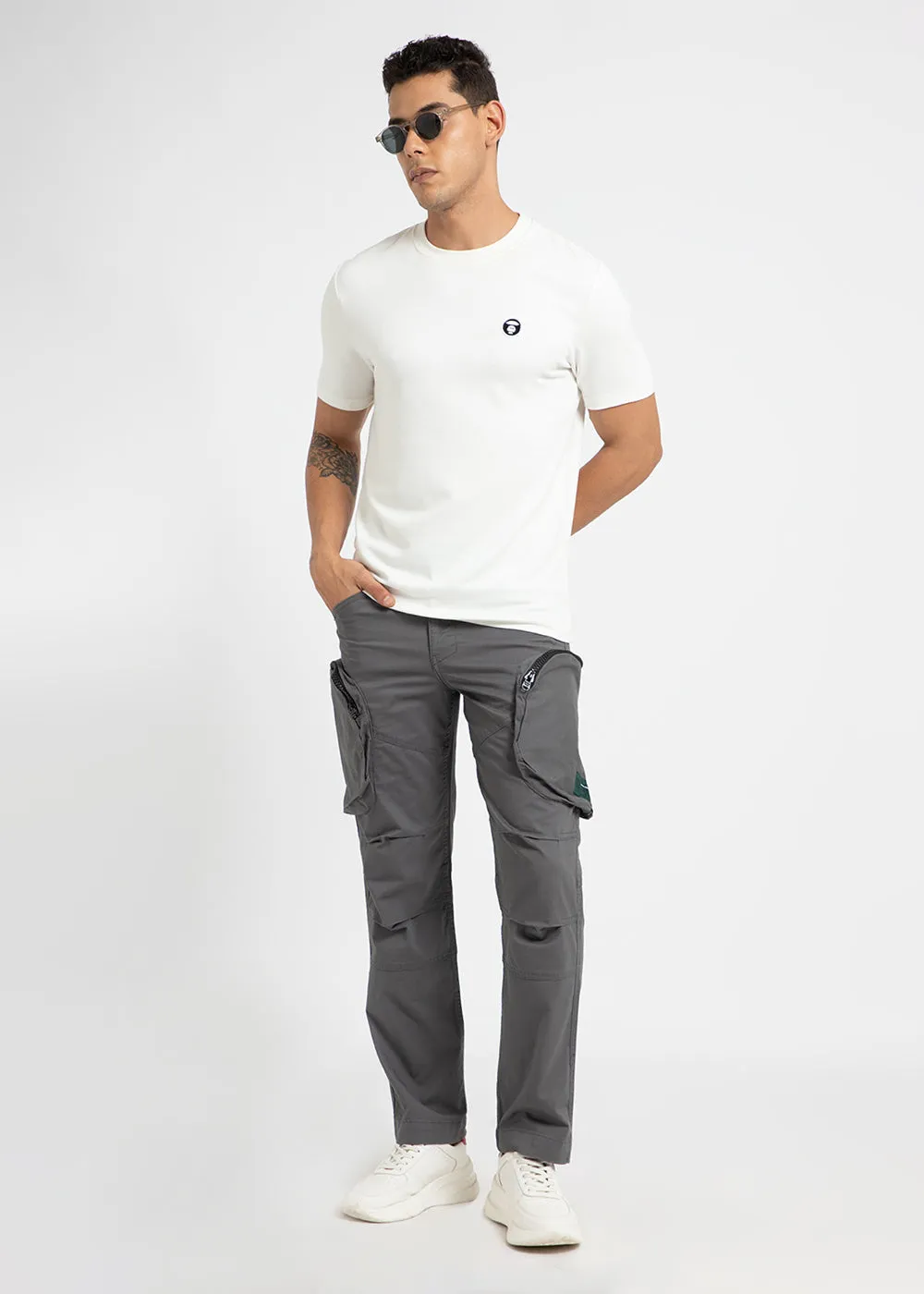 Gris Gray Zipper Cargo Pant