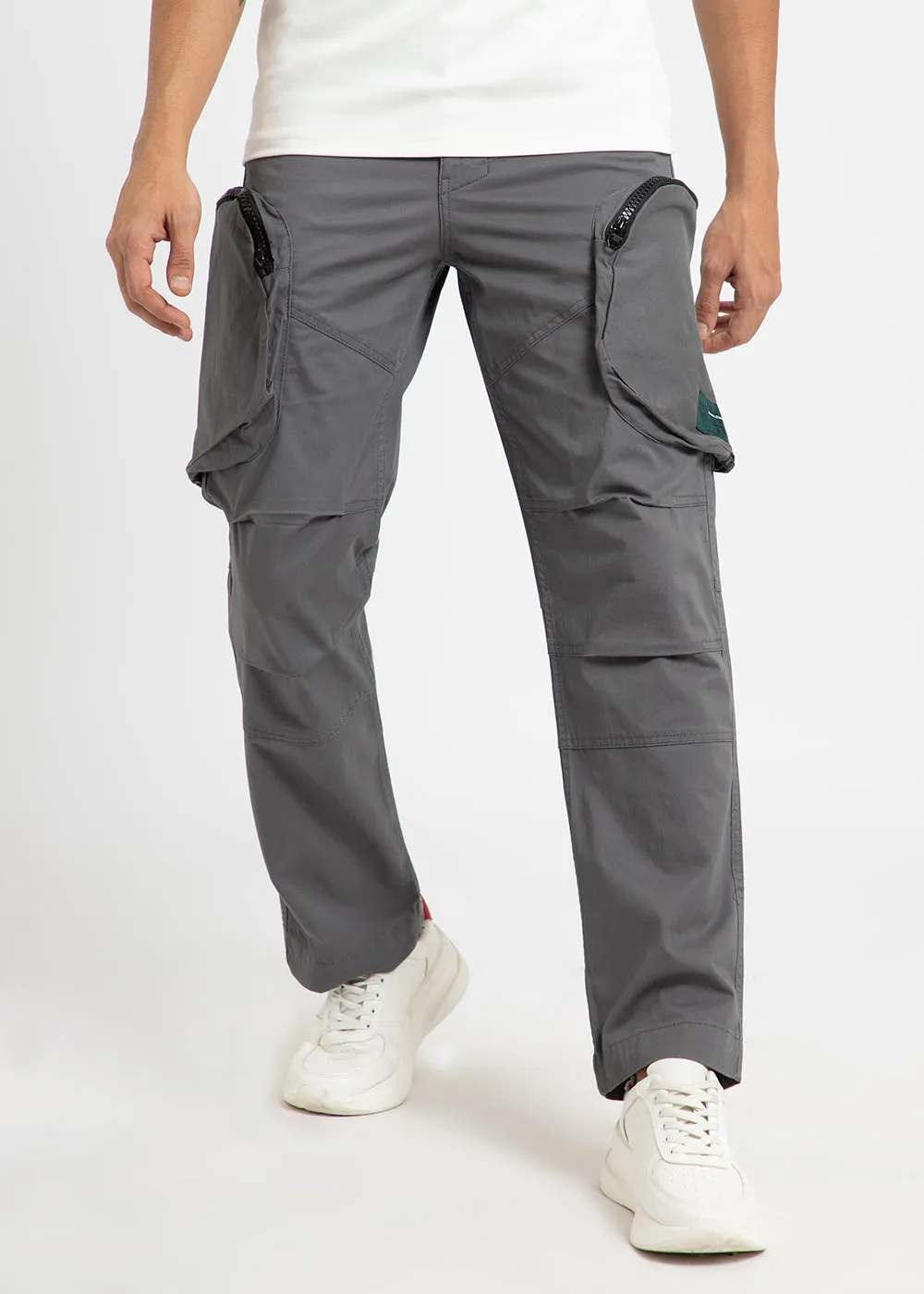 Gris Gray Zipper Cargo Pant