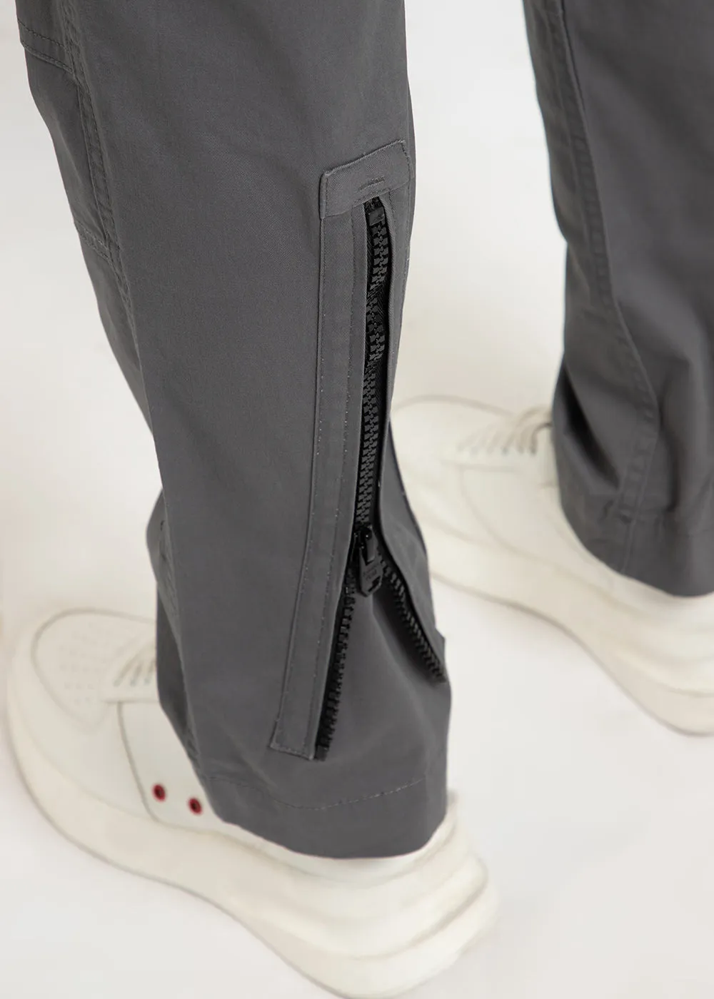 Gris Gray Zipper Cargo Pant