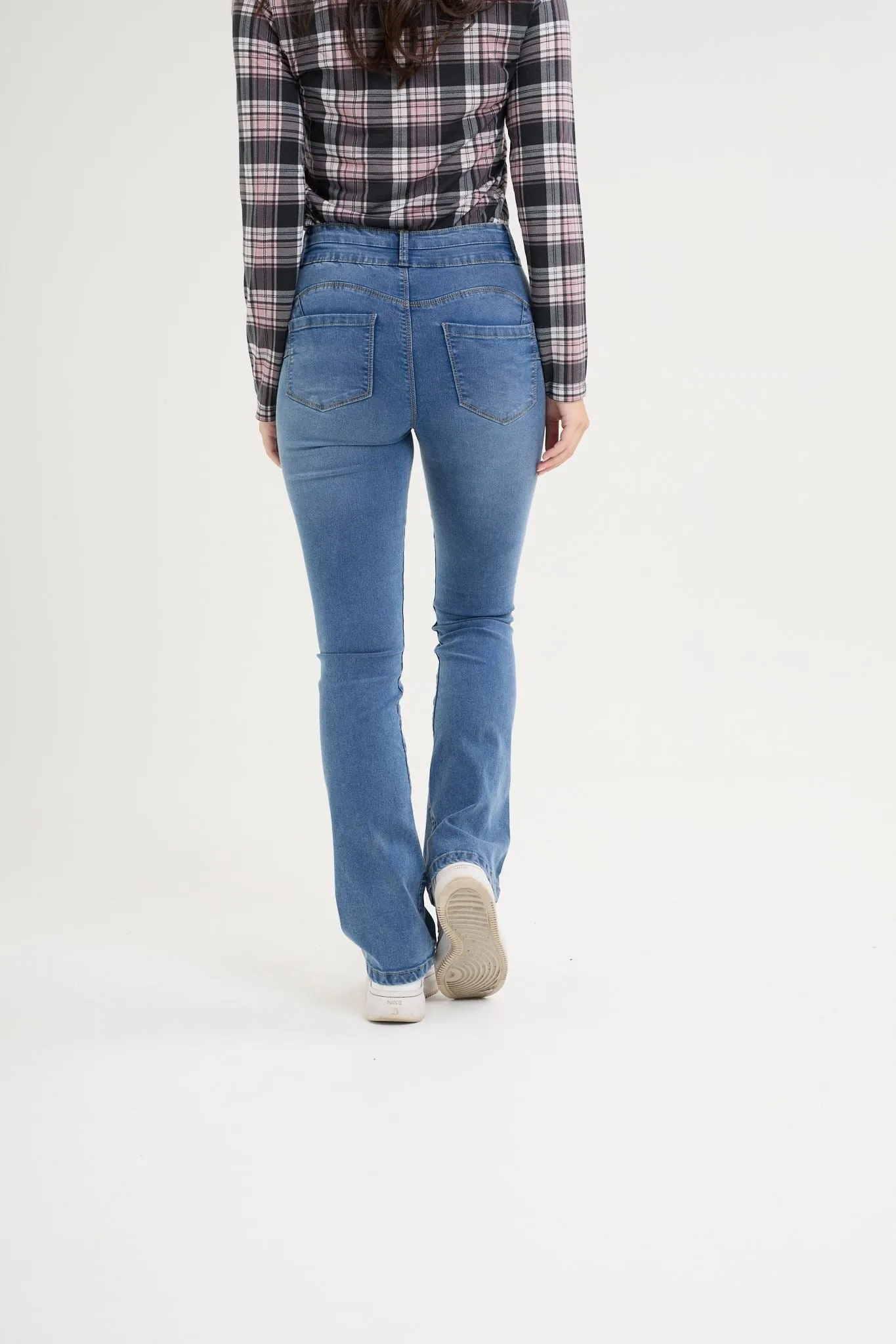 High waisted flared leg jeans