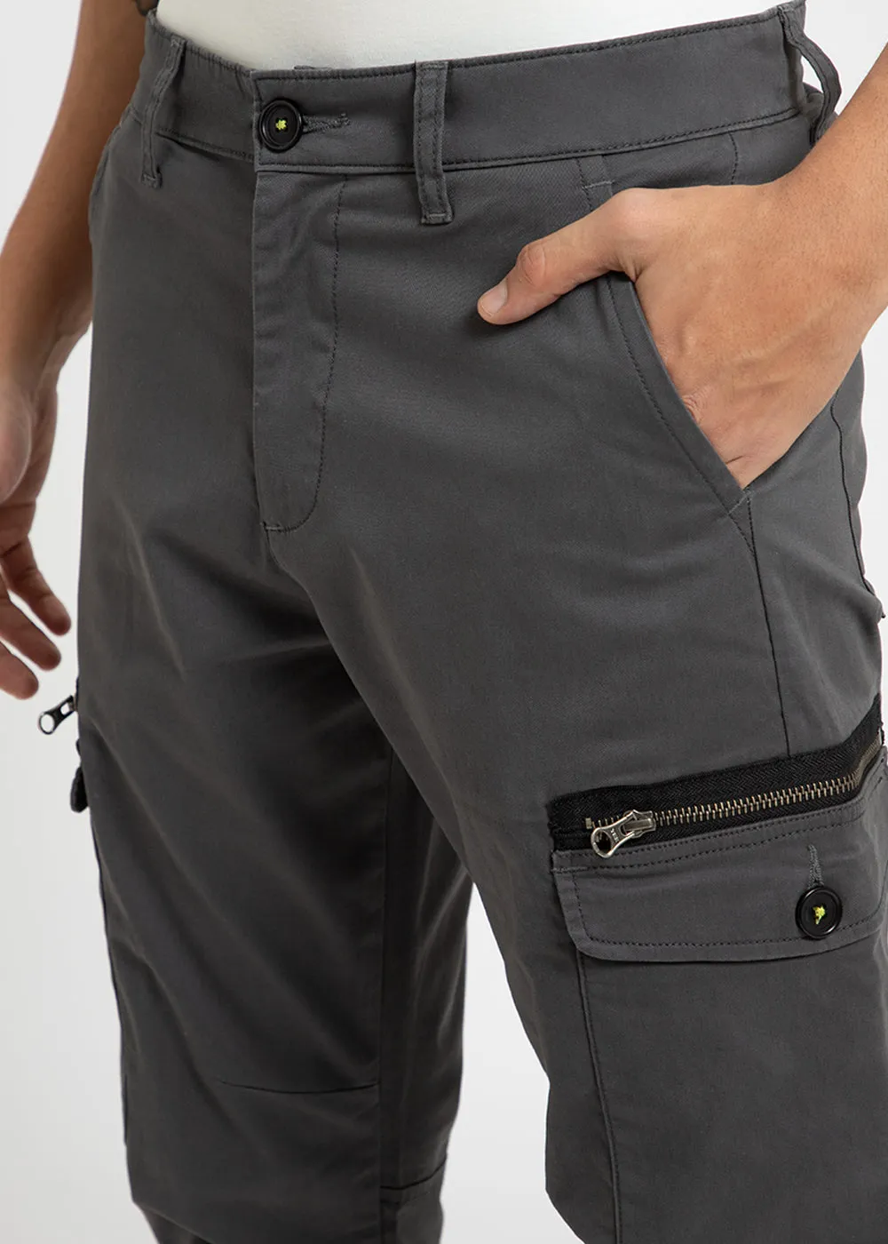 Iron Gray Elasticated Cargo Pant