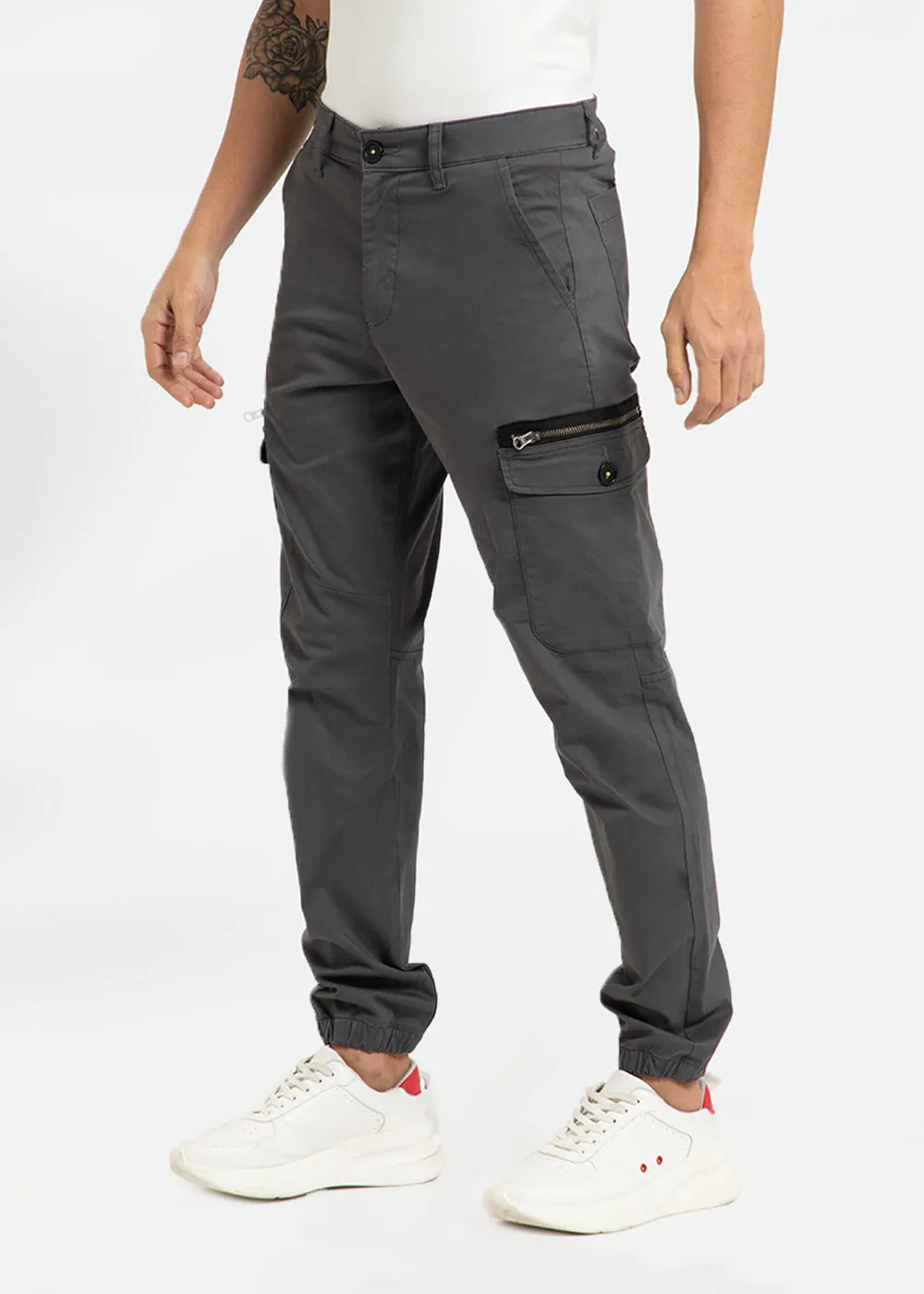 Iron Gray Elasticated Cargo Pant