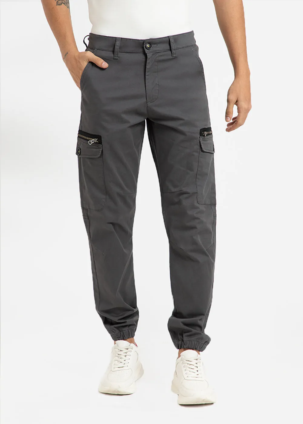 Iron Gray Elasticated Cargo Pant