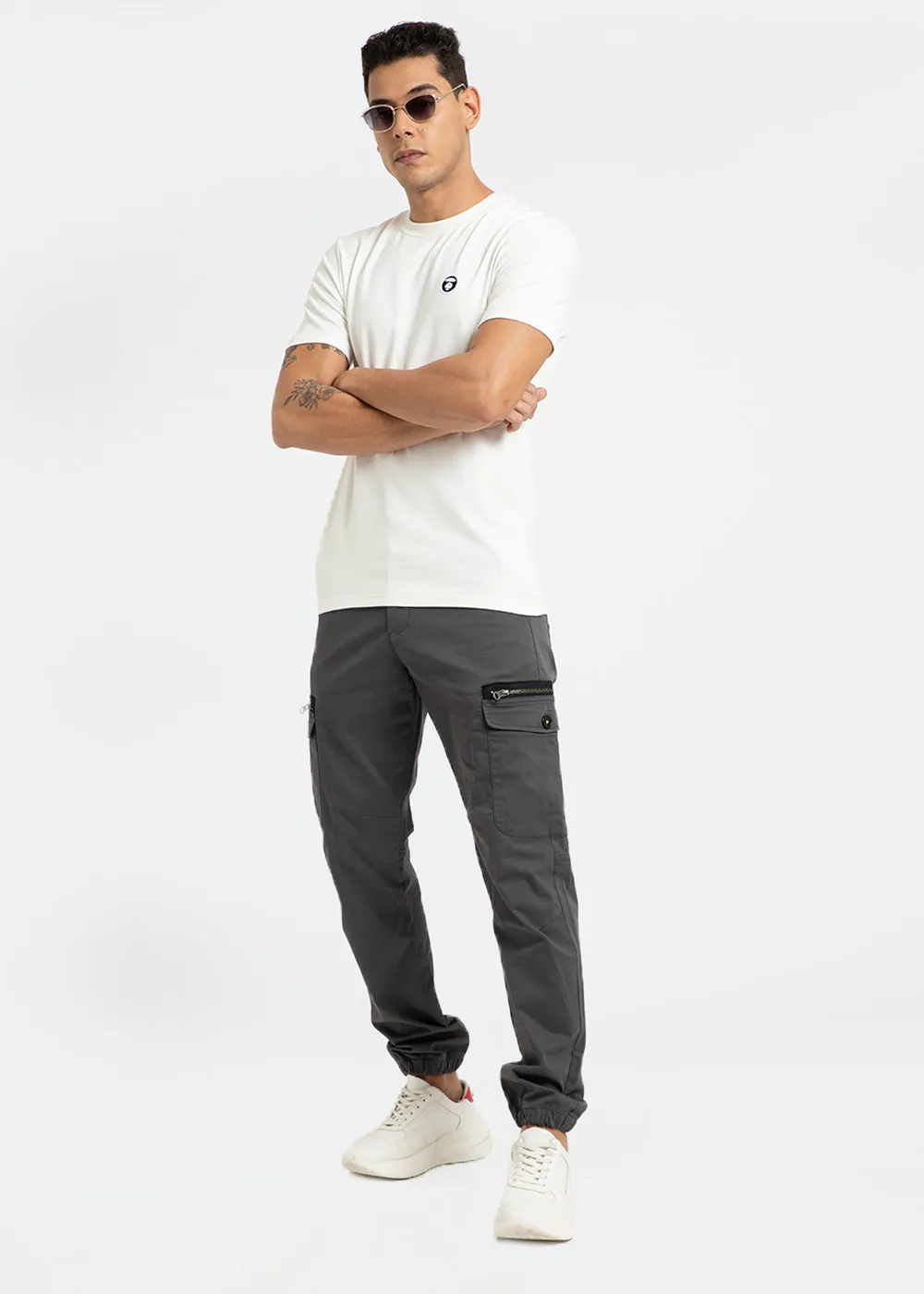 Iron Gray Elasticated Cargo Pant