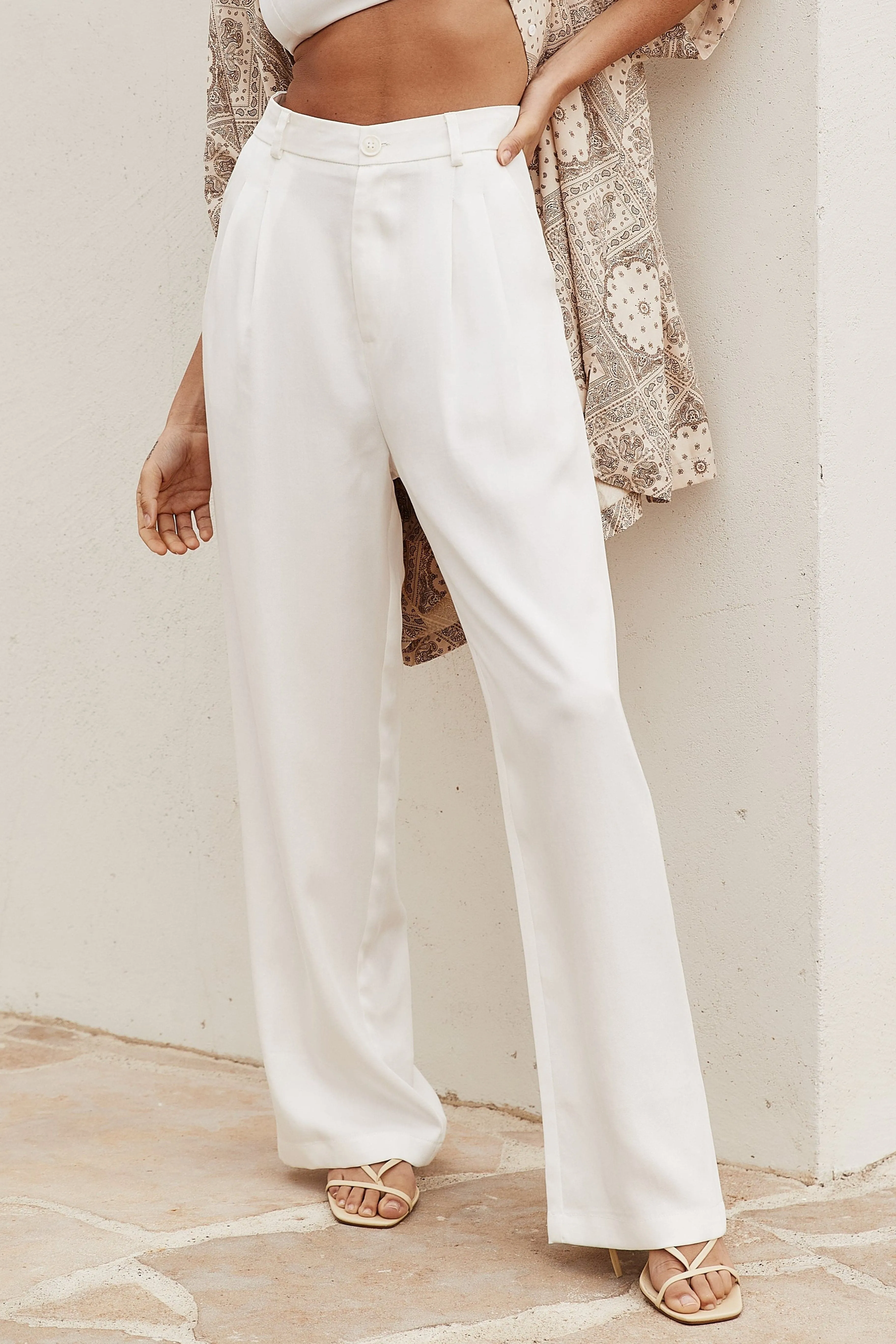 Jaxon White Wide Leg Trousers