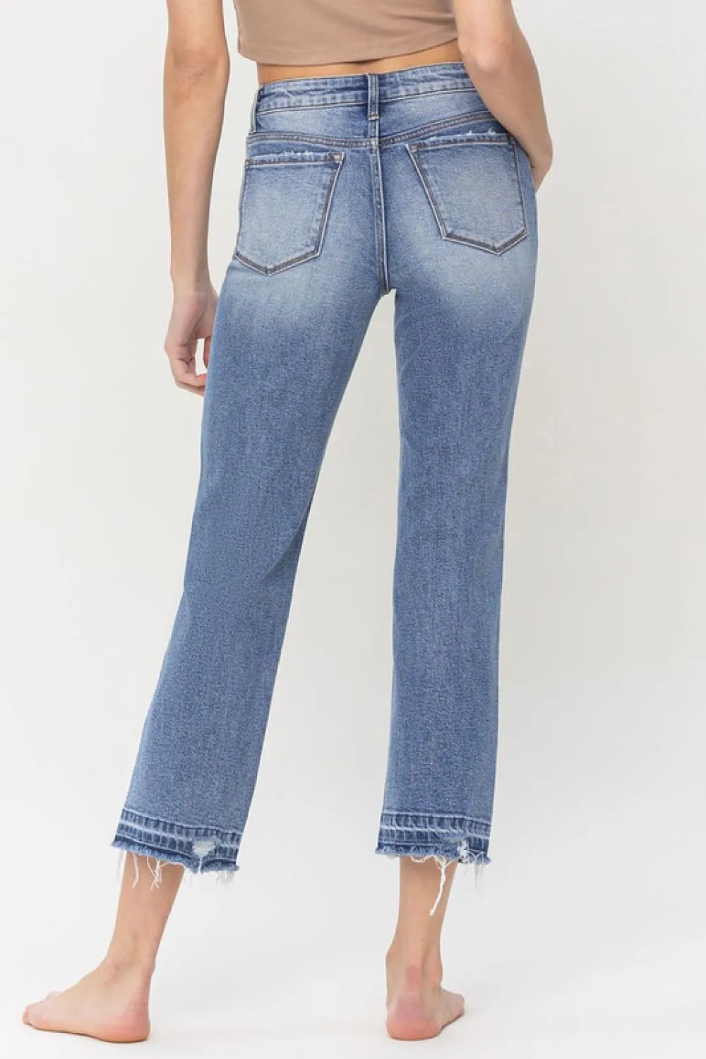 Lena High Rise Crop Straight Jeans