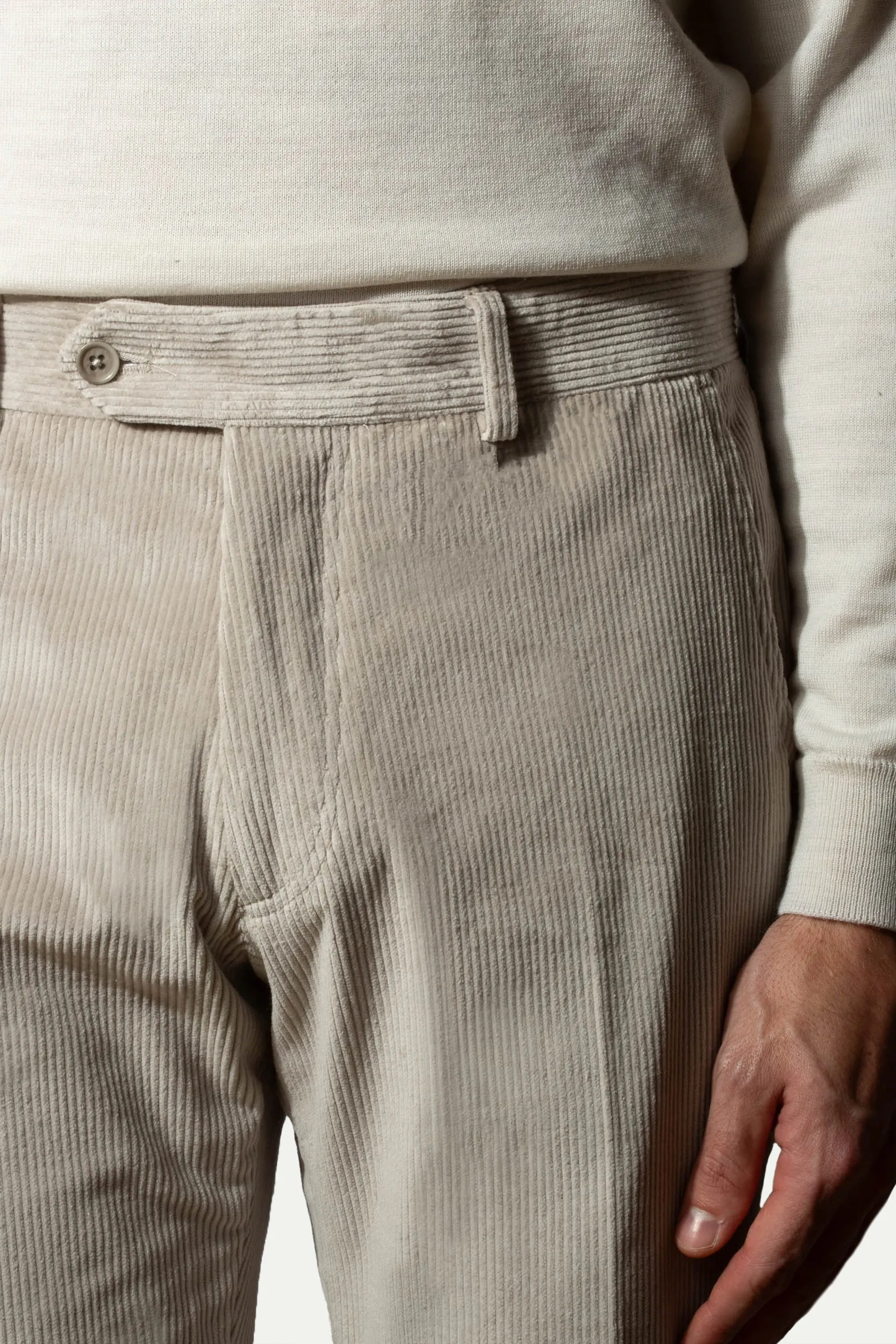 Light grey corduroy Sirmione trousers - Made in Italy