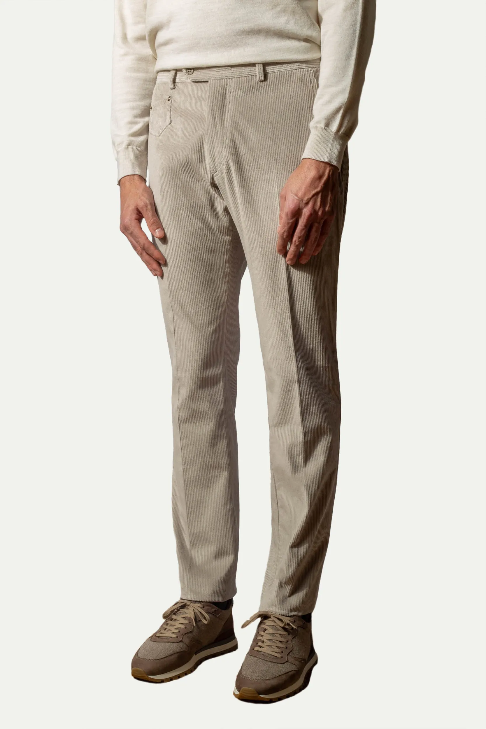 Light grey corduroy Sirmione trousers - Made in Italy