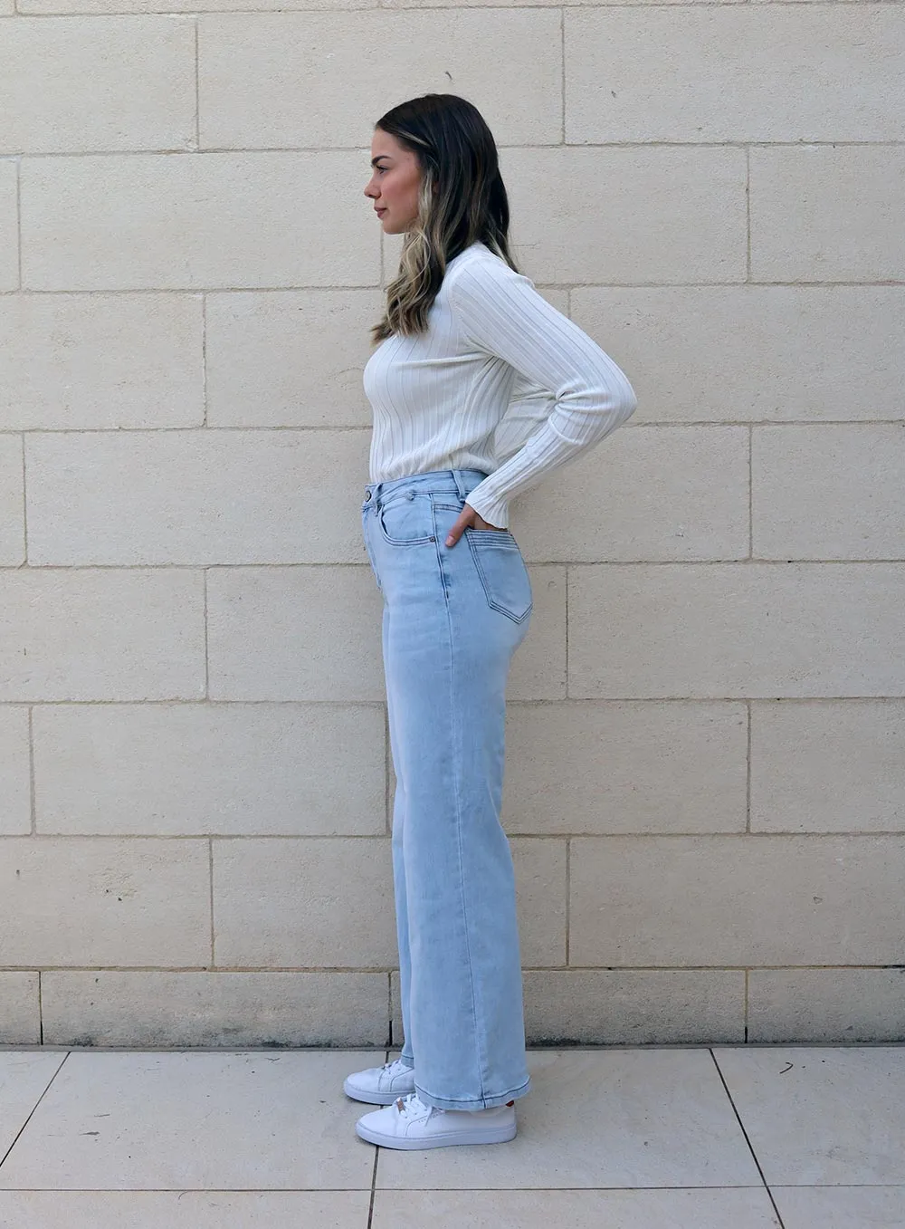 Liv Wide Leg Stretch Jean-LIGHT BLUE