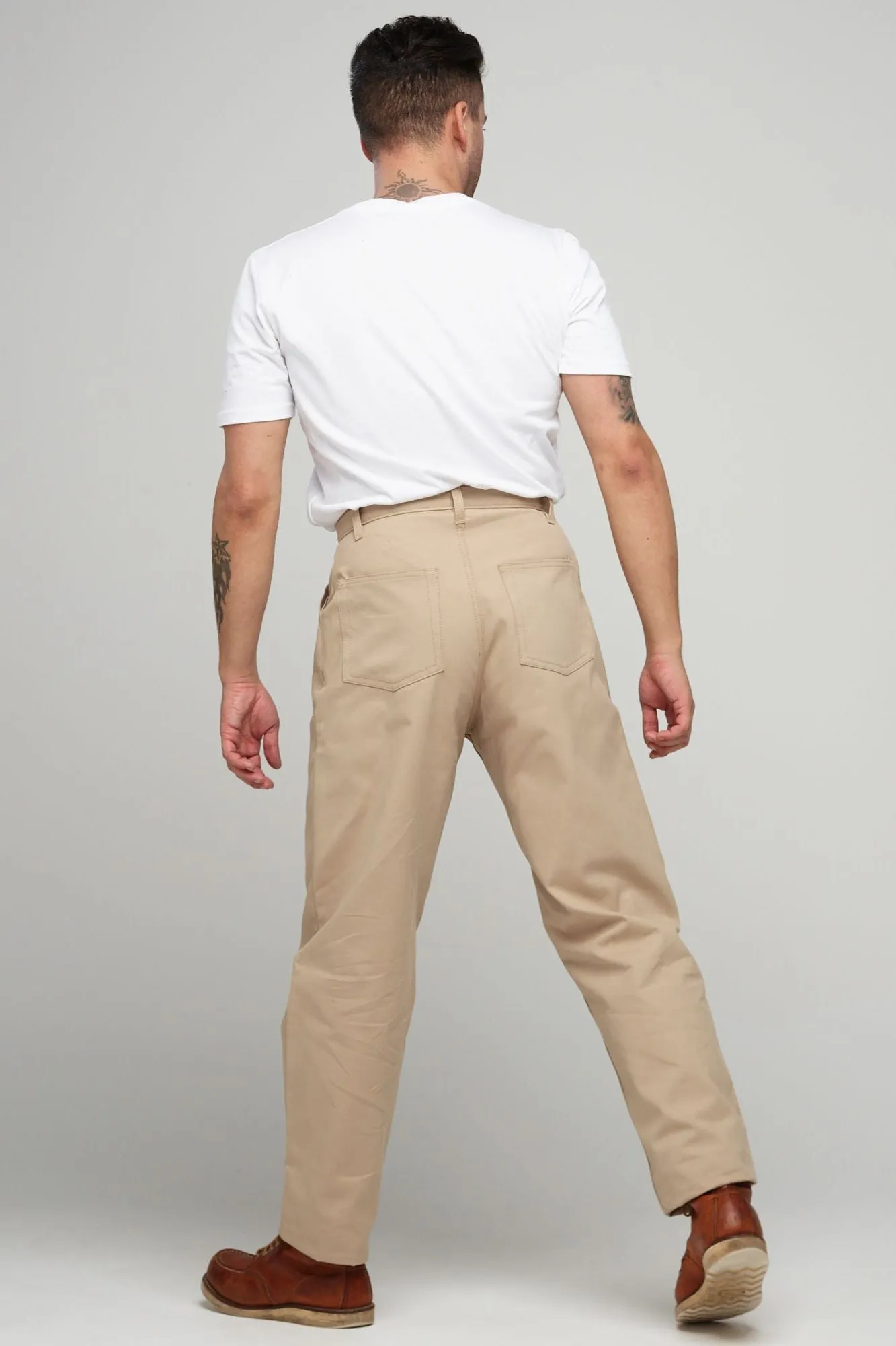 Mens Putty-Colored Canvas Chore Pants