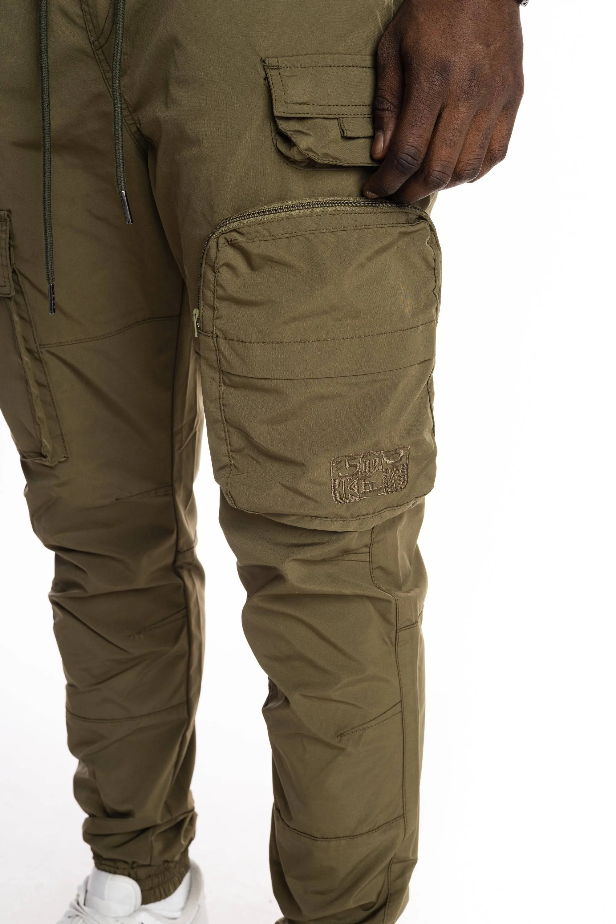 Multi Pocket Cargo Windbreaker Pant - Olive