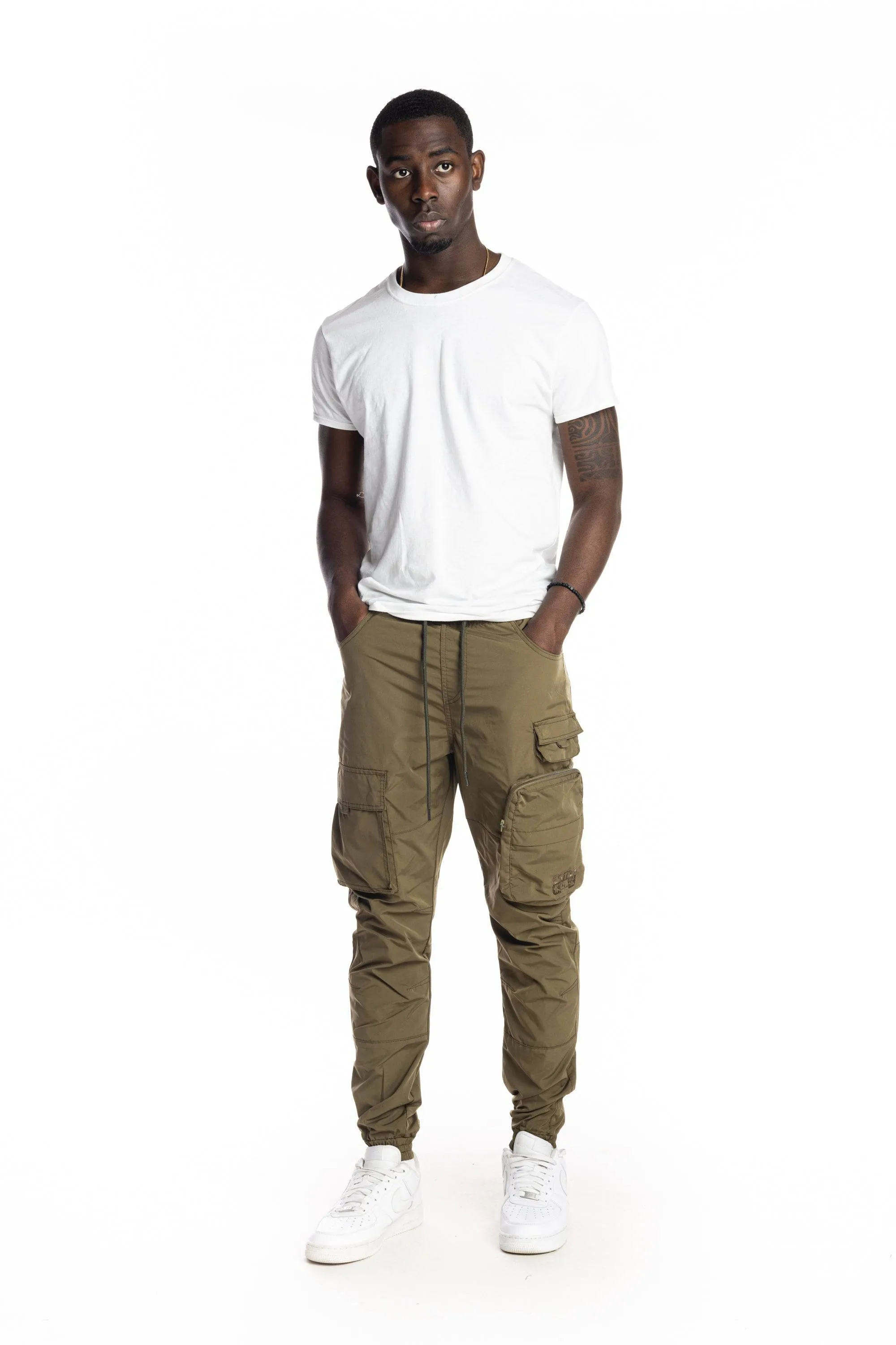 Multi Pocket Cargo Windbreaker Pant - Olive