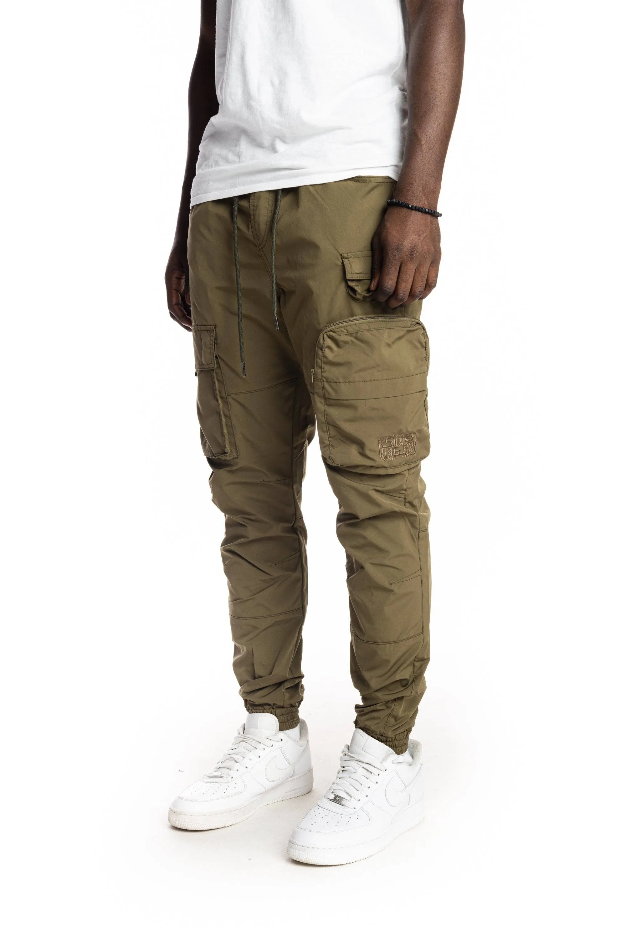 Multi Pocket Cargo Windbreaker Pant - Olive