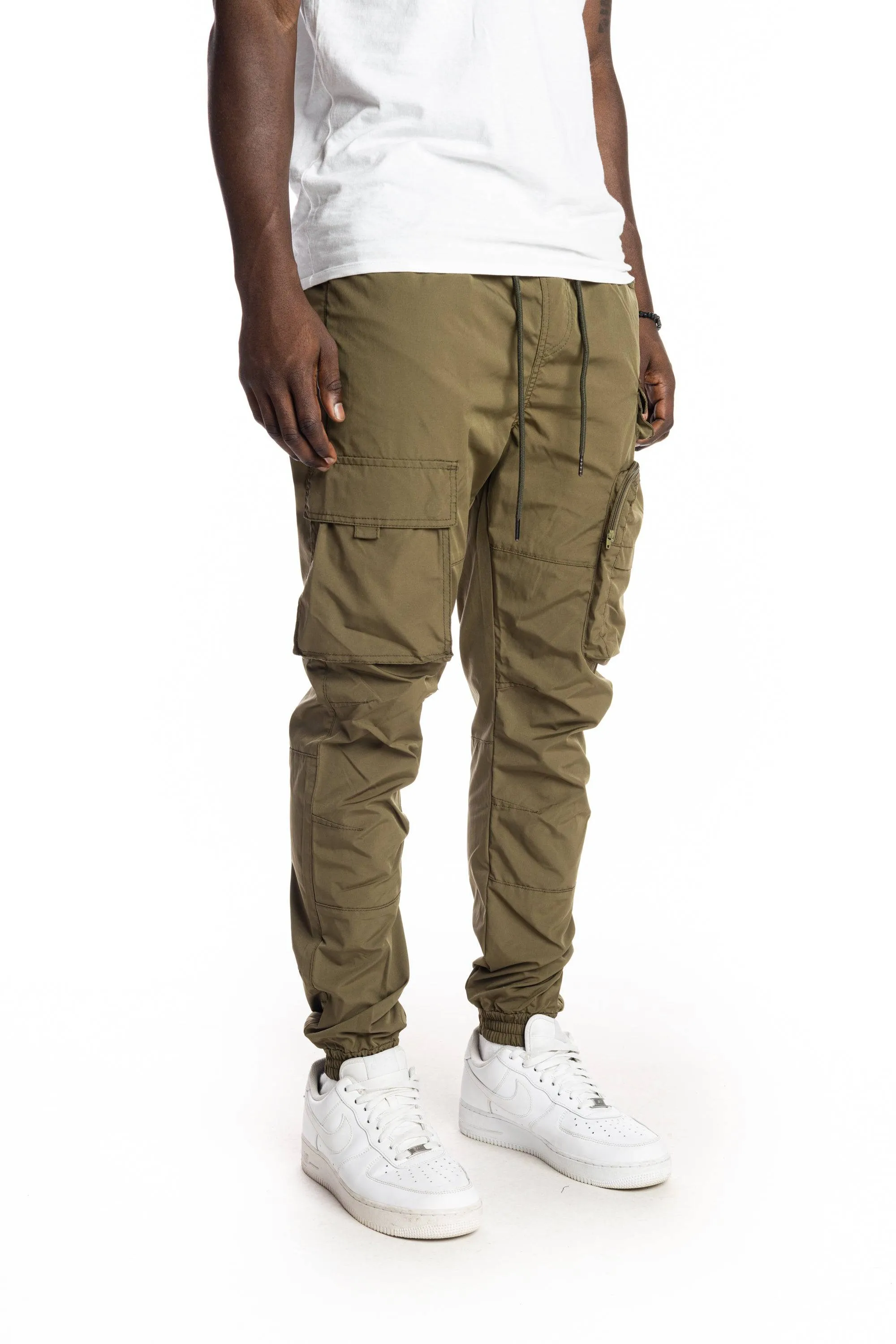 Multi Pocket Cargo Windbreaker Pant - Olive