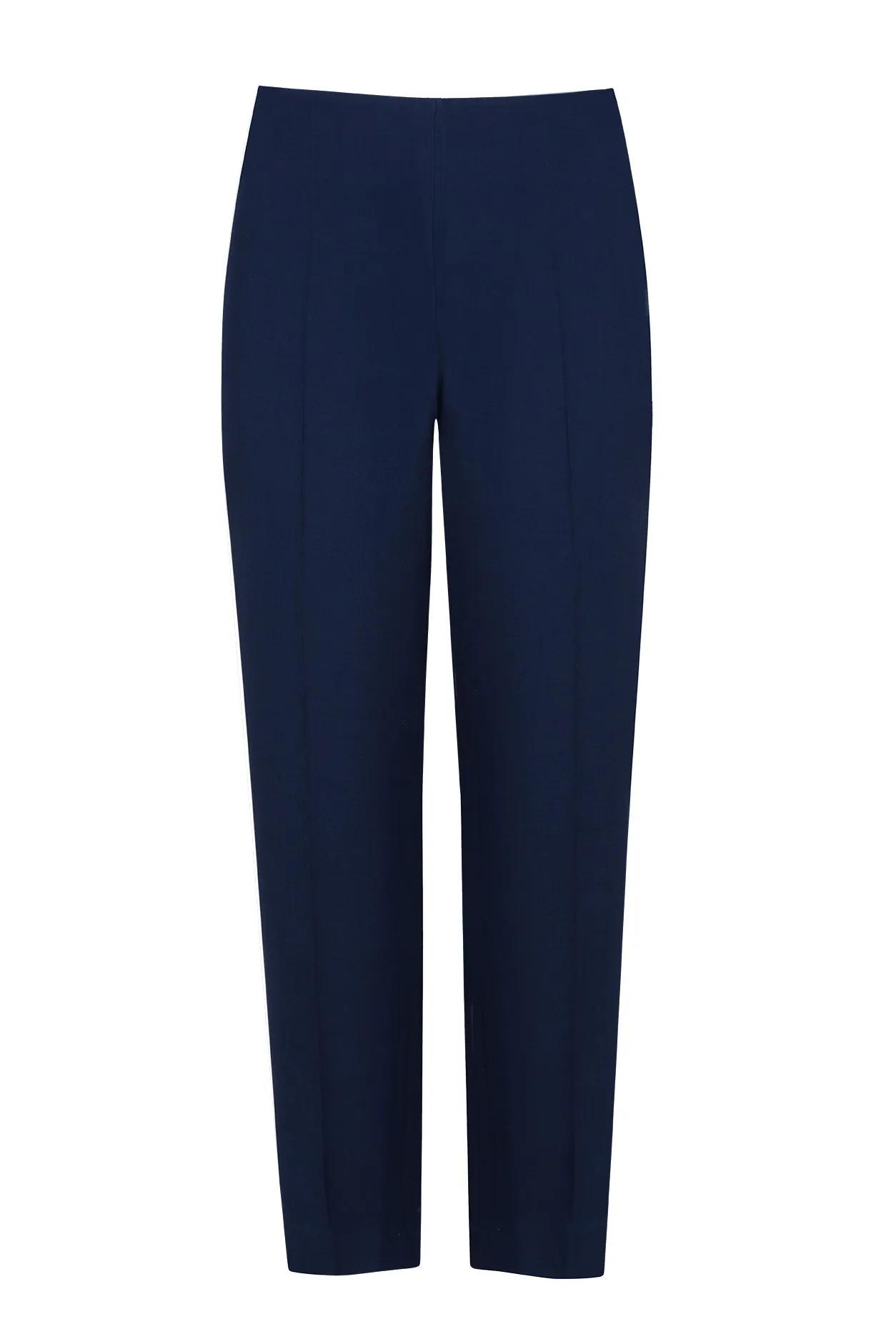 Narrow-Leg Trousers in Plain Navy Faille - Phoebe