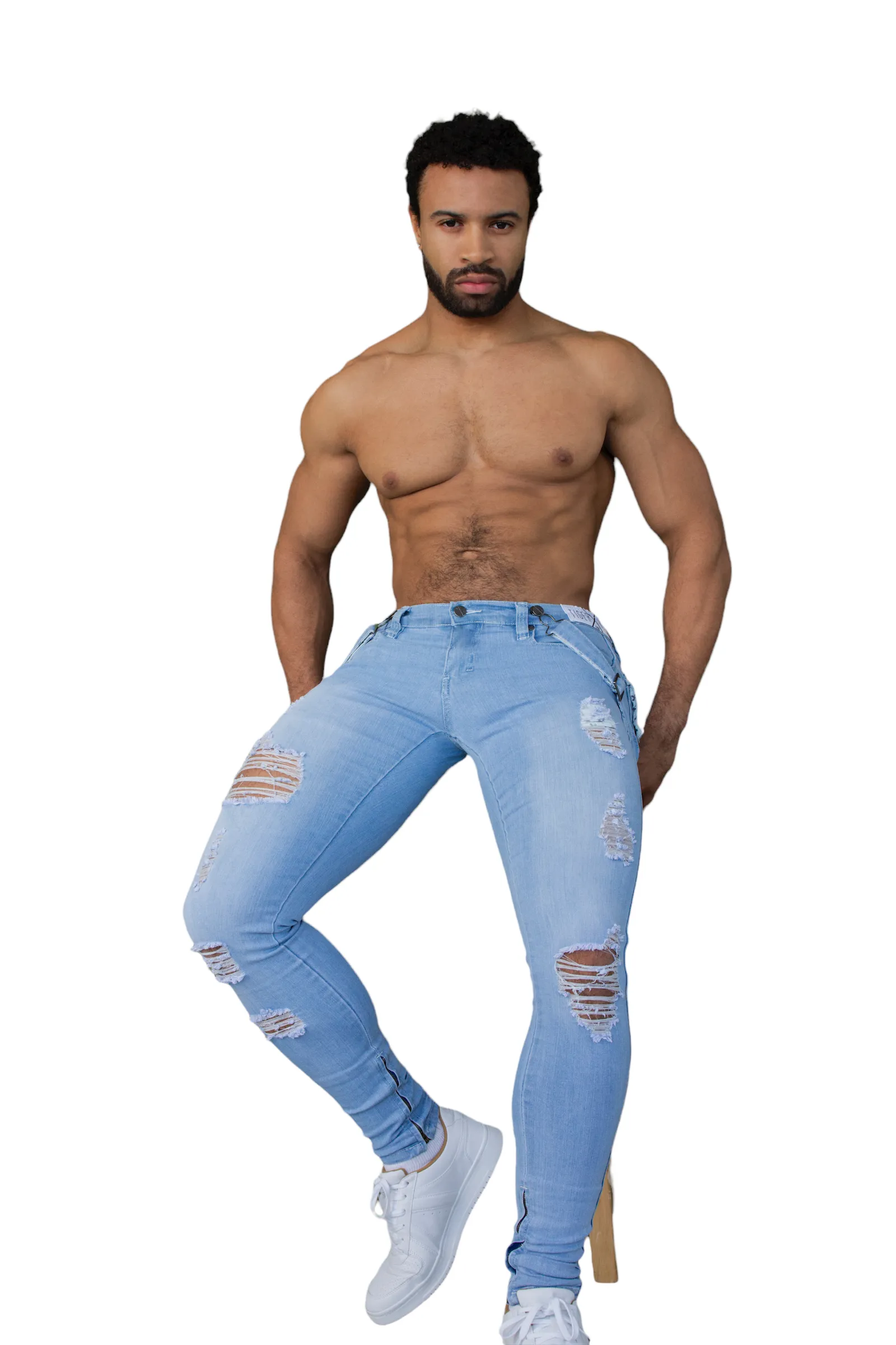 OSCAR ICE BLUE HAND-ABRADED JEAN