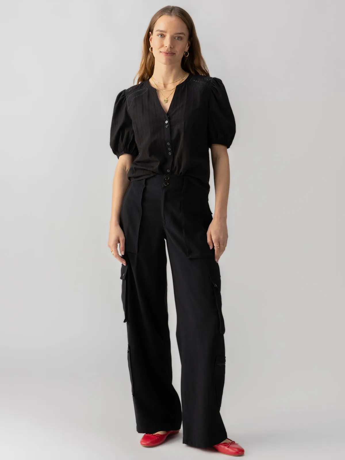 OTT Semi-High Rise Cargo Pant Black