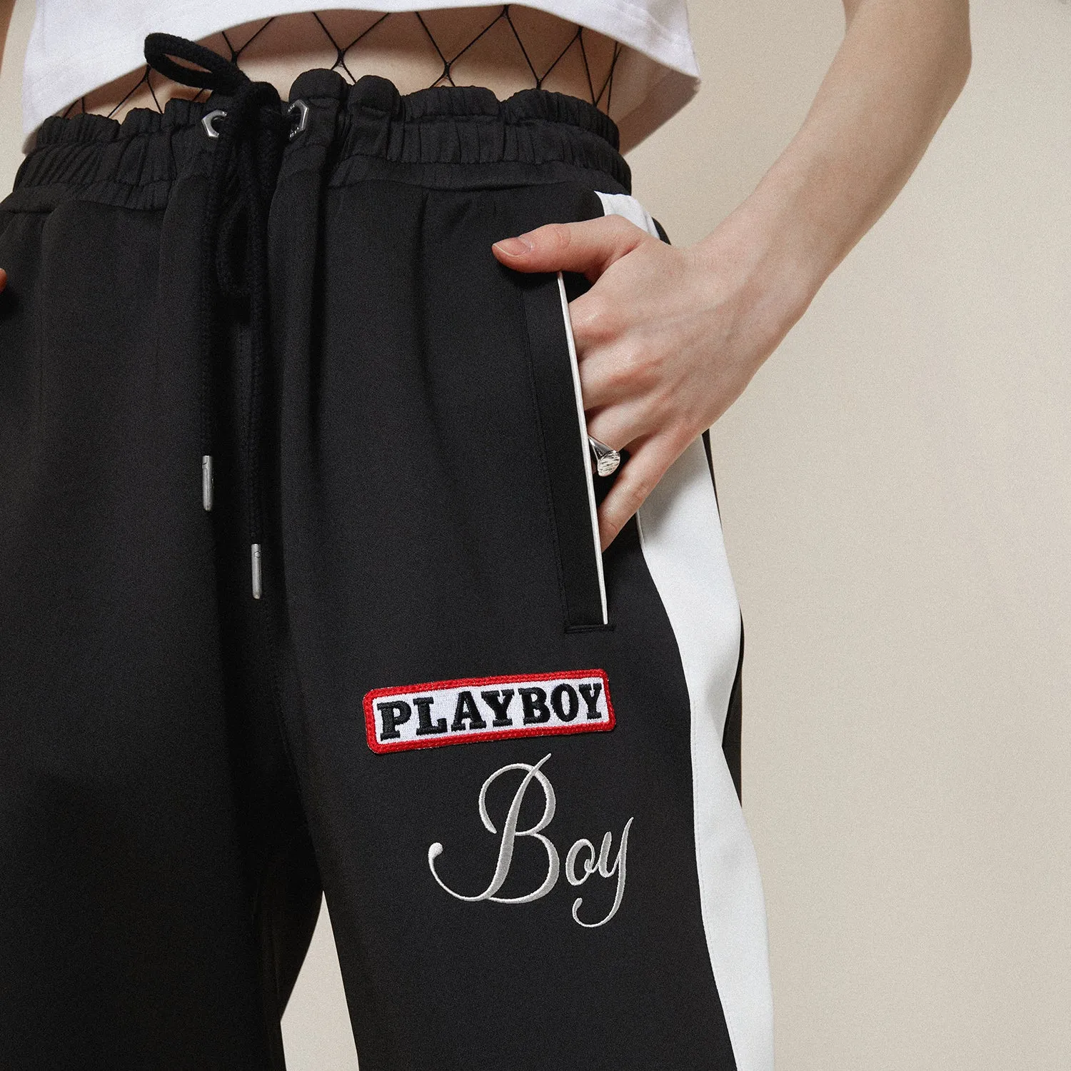 PLAYBOY X BOY JUMBO BUNNY TRACK PANT - BLACK/OFFWHITE