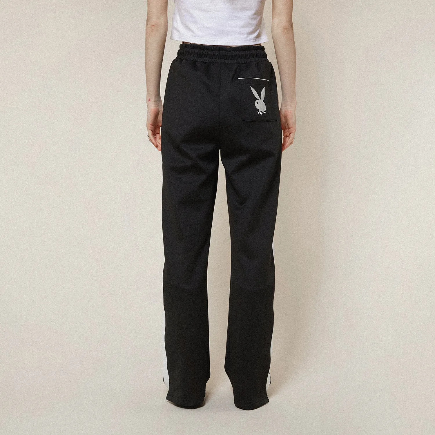 PLAYBOY X BOY JUMBO BUNNY TRACK PANT - BLACK/OFFWHITE