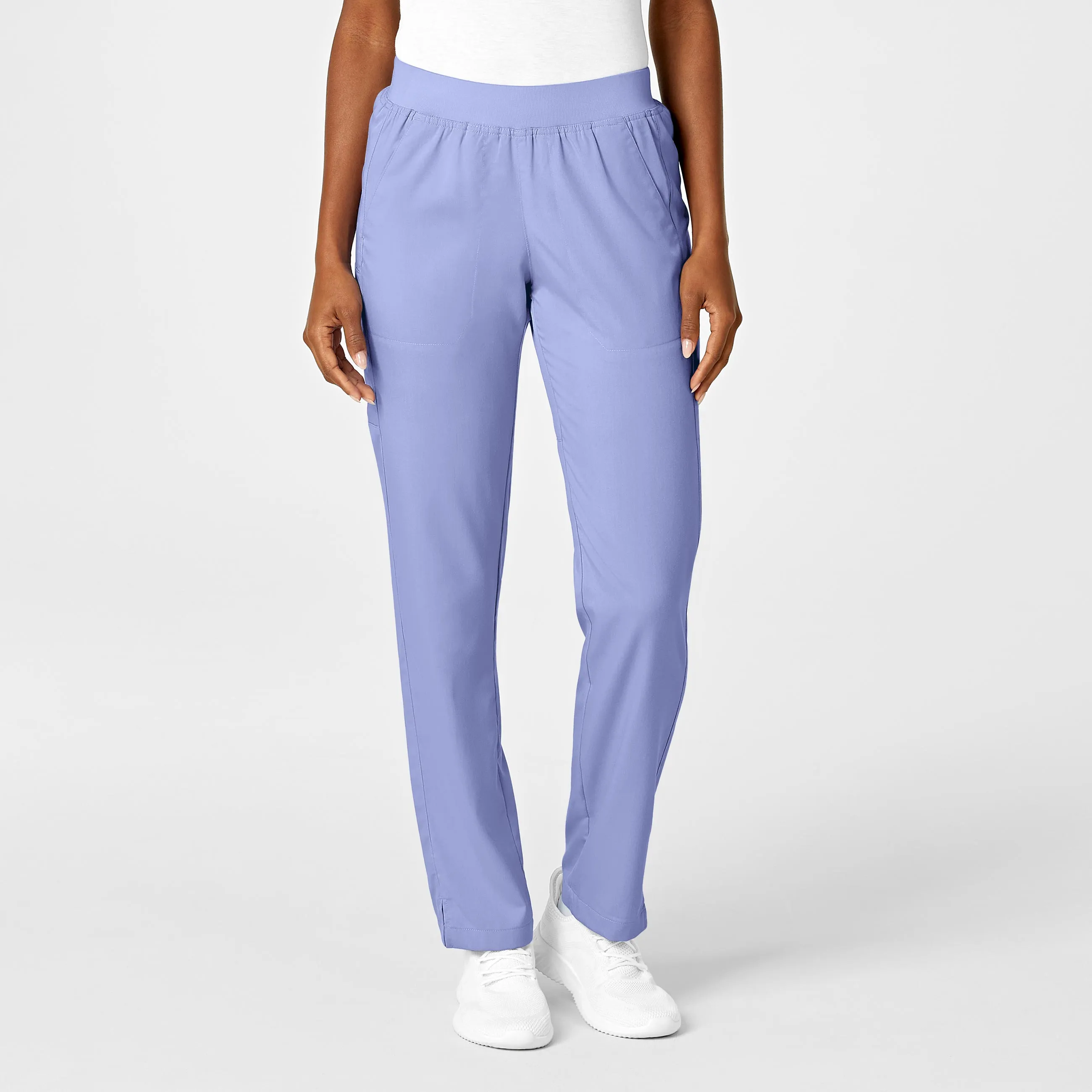 PRO Women's Knit Waist Cargo Scrub Pant - Ceil Blue