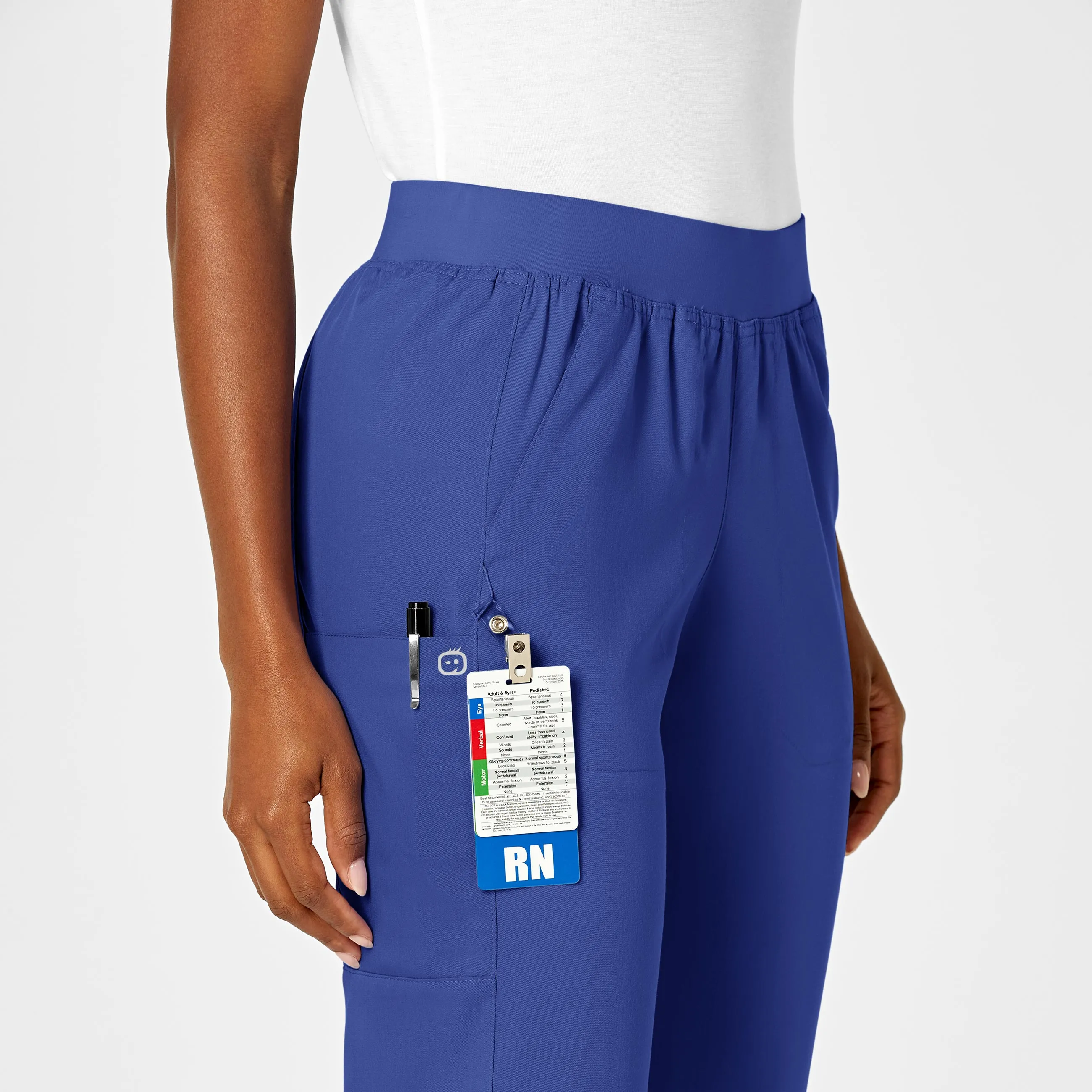 PRO Women's Knit Waist Cargo Scrub Pant - Galaxy Blue