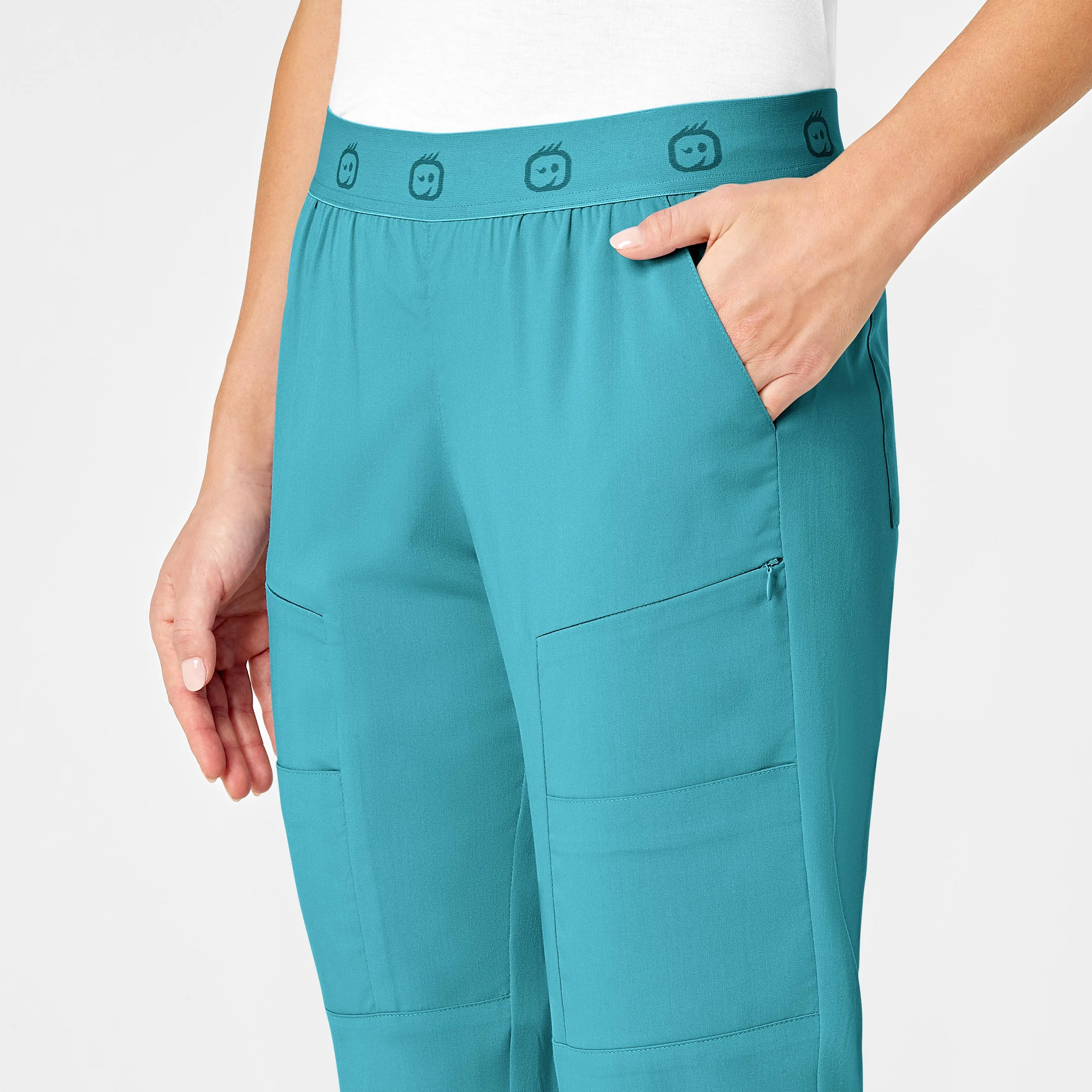 PRO Women's Slim Cargo Jogger Scrub Pant - Teal Blue