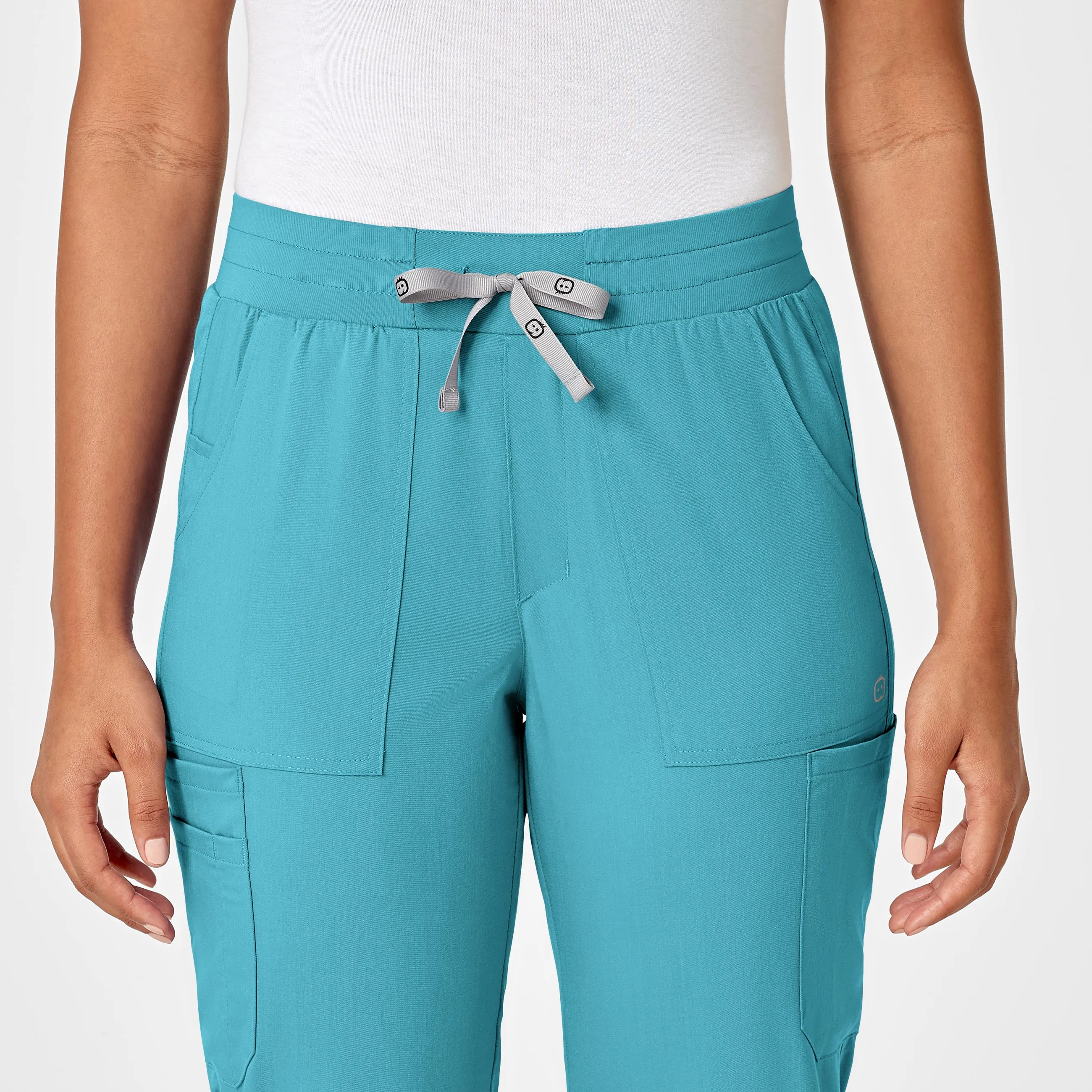 PRO Women's Slim Leg Cargo Scrub Pant - Teal Blue