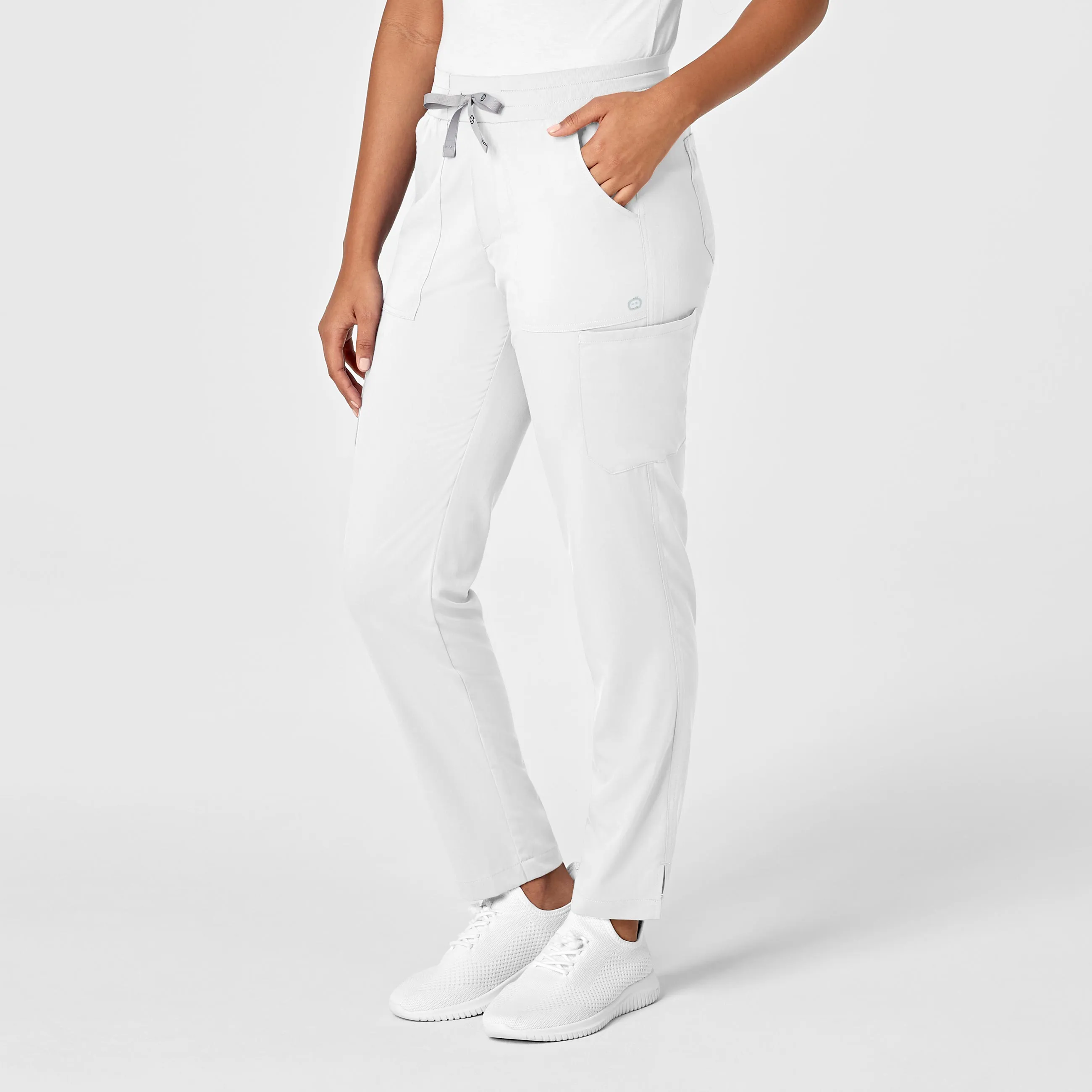 PRO Women's Slim Leg Cargo Scrub Pant - White