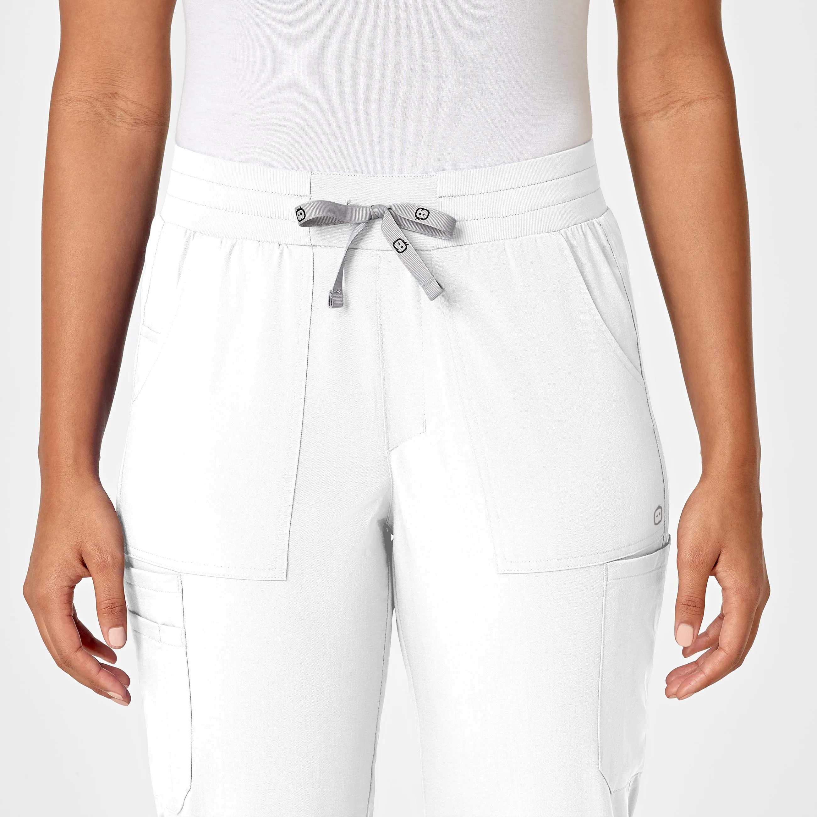 PRO Women's Slim Leg Cargo Scrub Pant - White