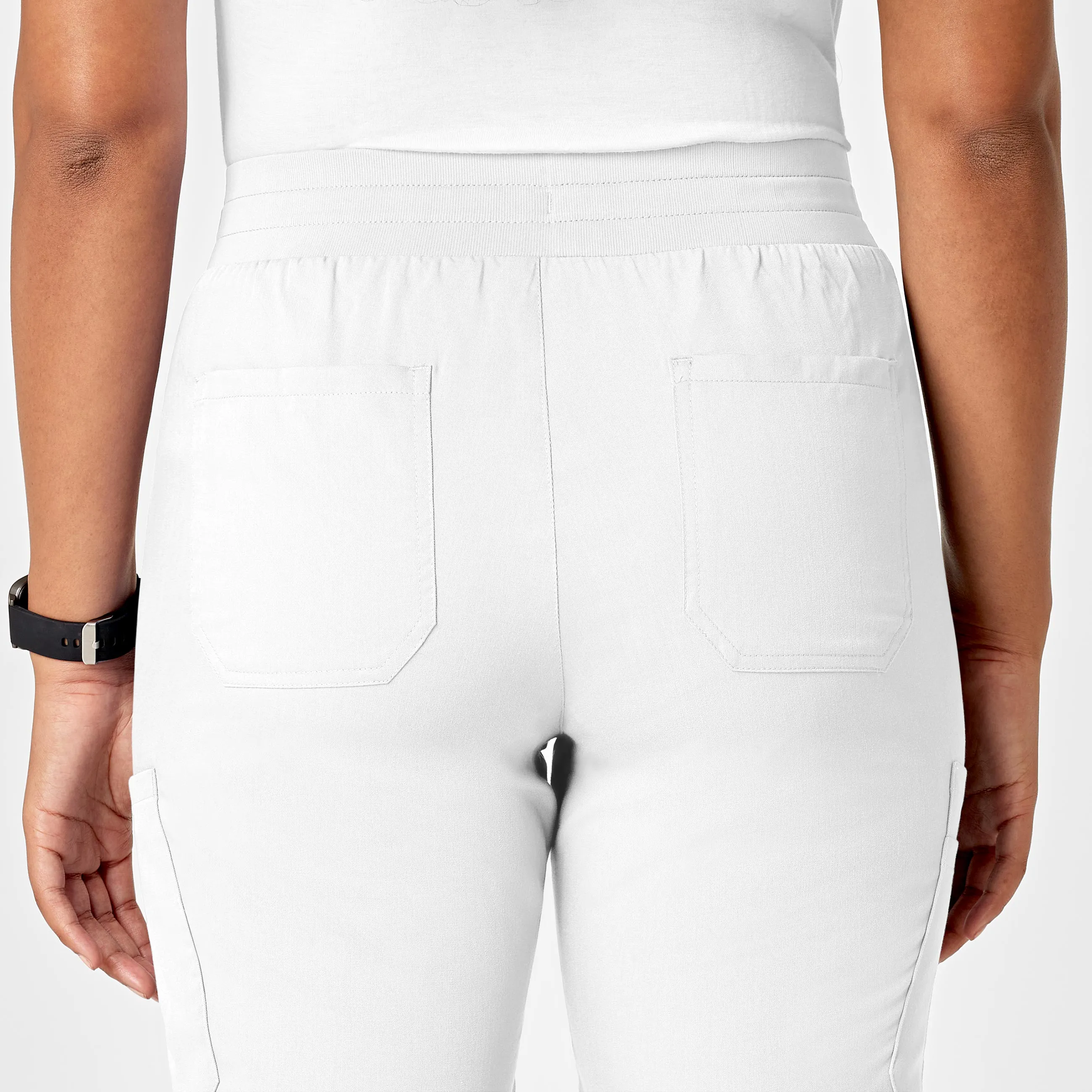 PRO Women's Slim Leg Cargo Scrub Pant - White