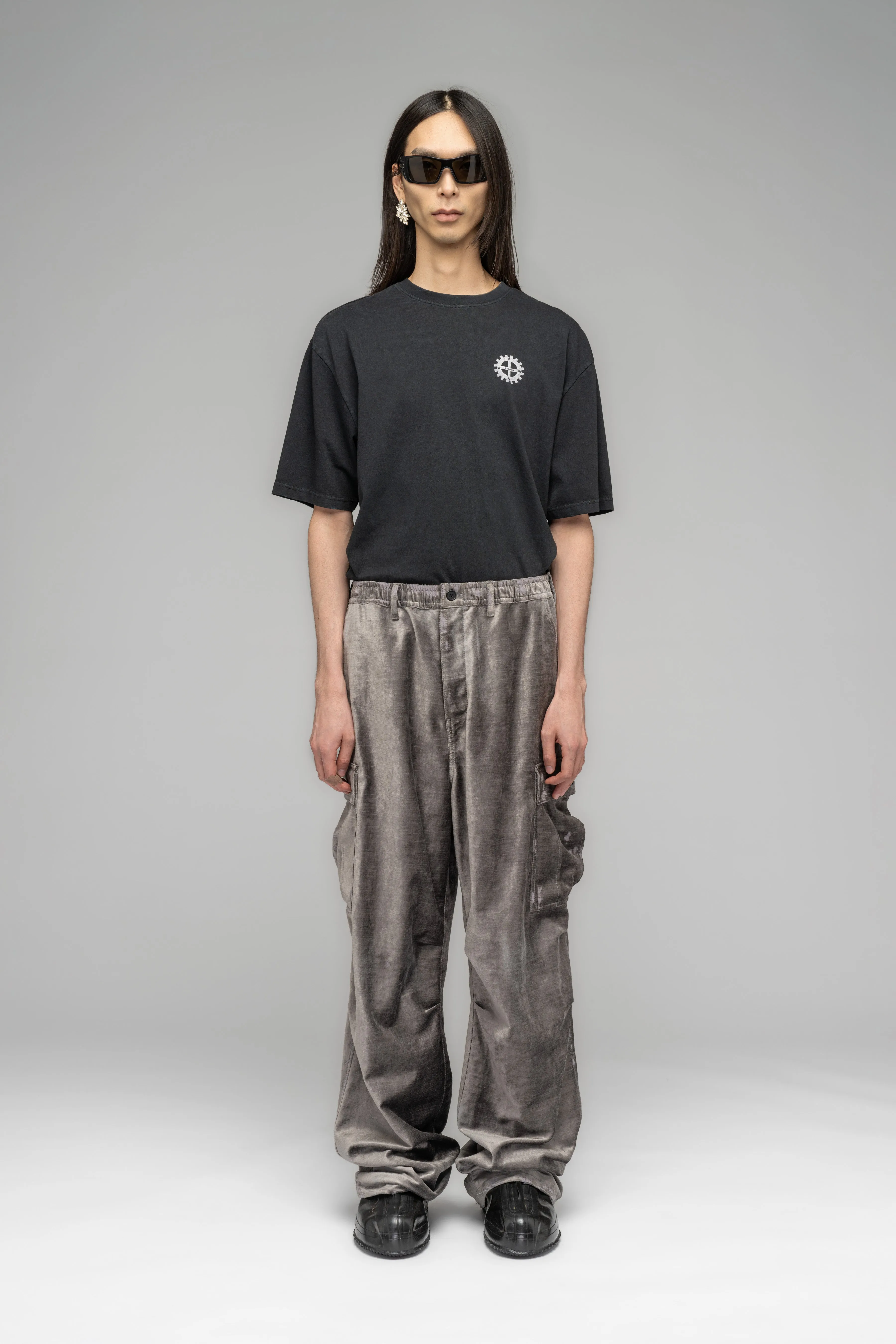 "LIFELINE" DISTRESSED VELVET CARGO PANT