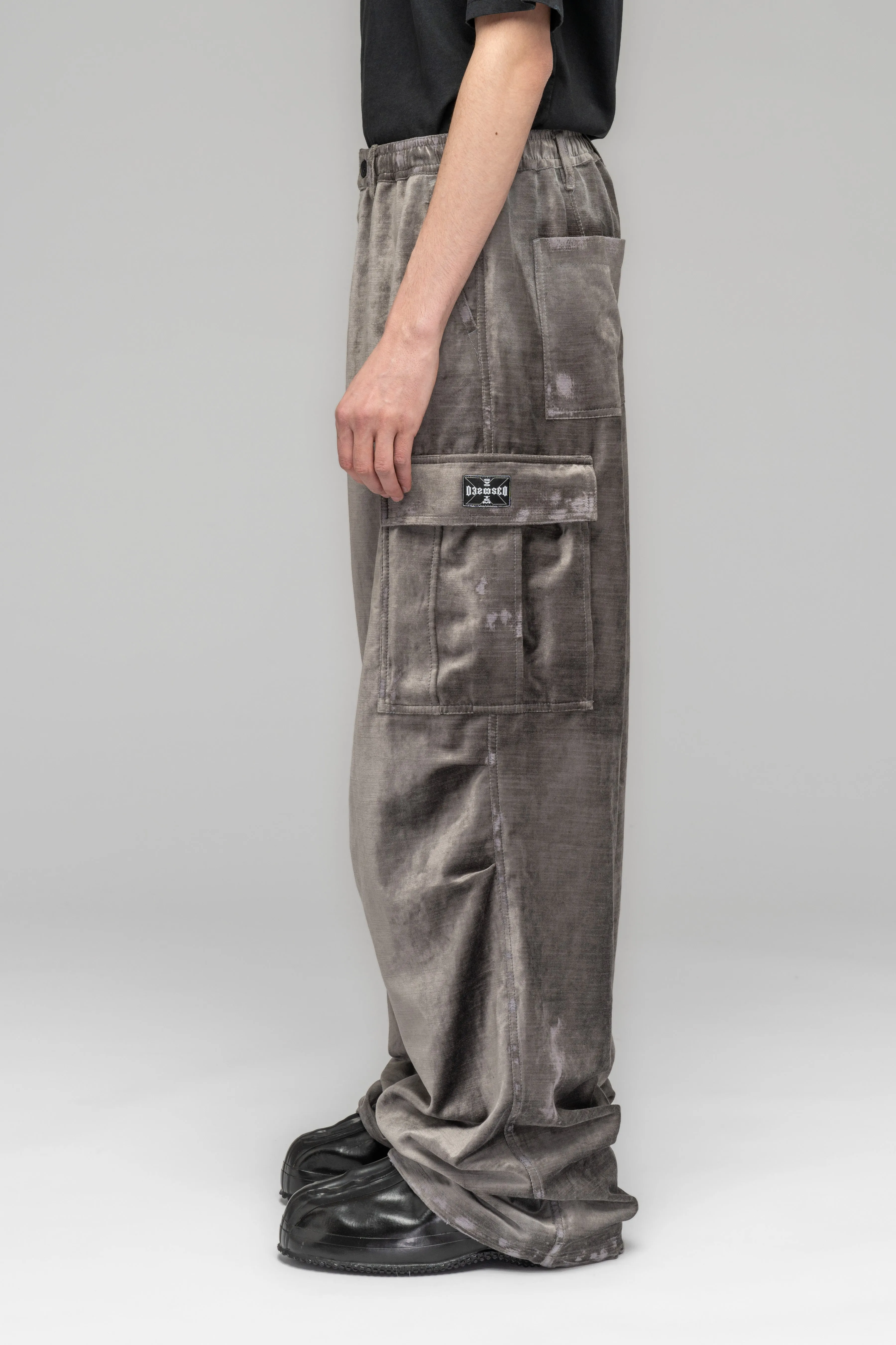 "LIFELINE" DISTRESSED VELVET CARGO PANT