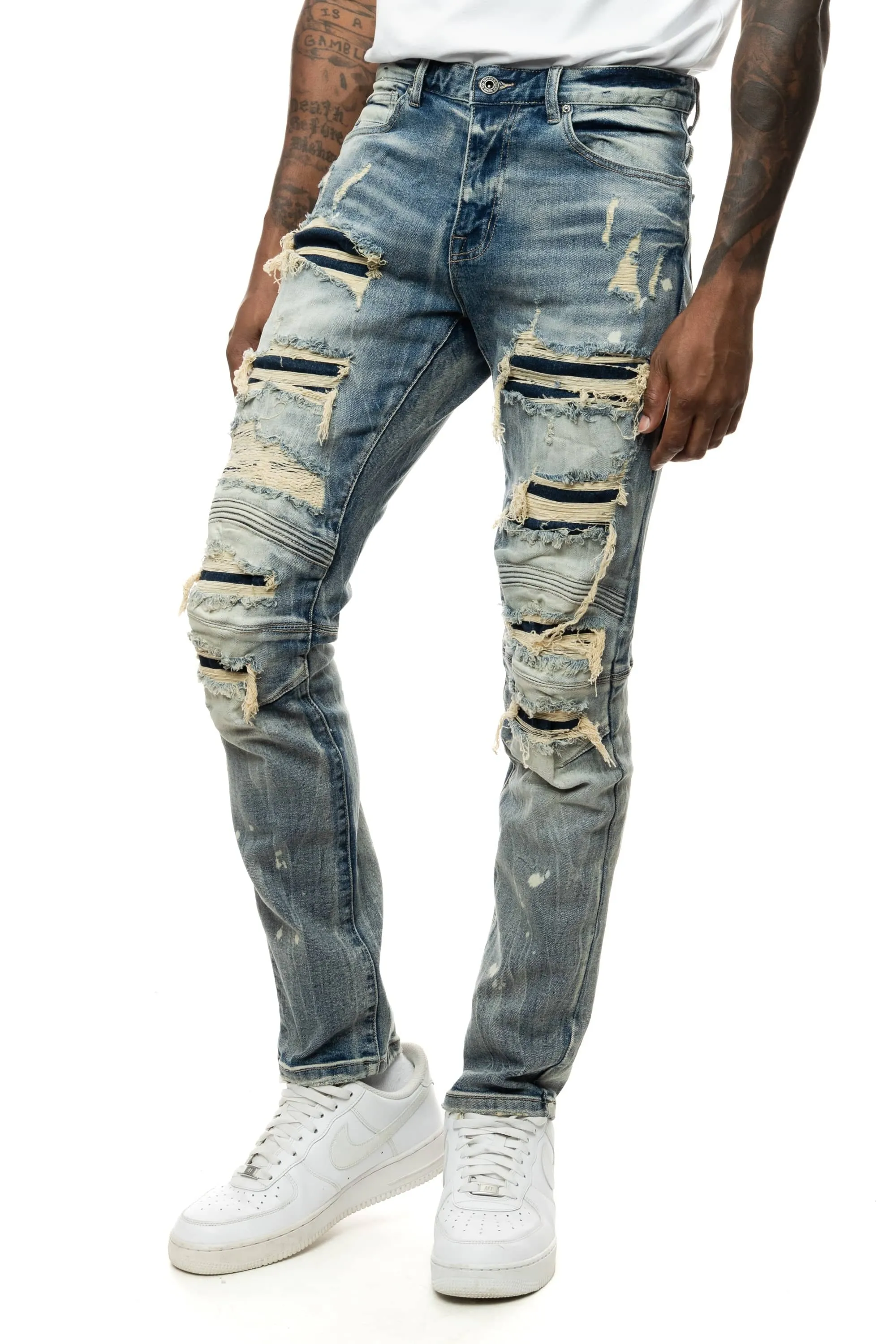 Rip & Repair Engineered Jean - Port Blue