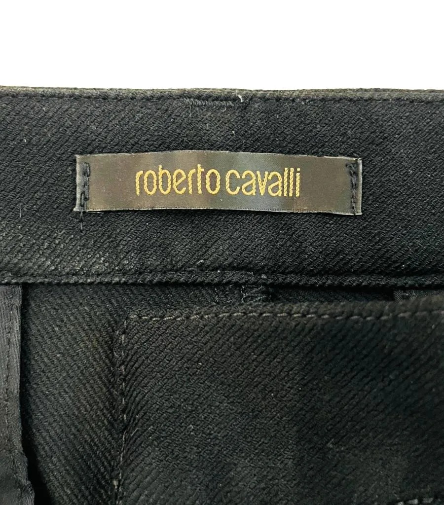 Roberto Cavalli Cotton Blend Crease-Leg Trousers. Size 42IT