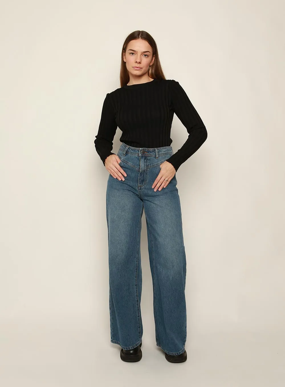 Sienna High Rise Wide Leg Jean-BLUE