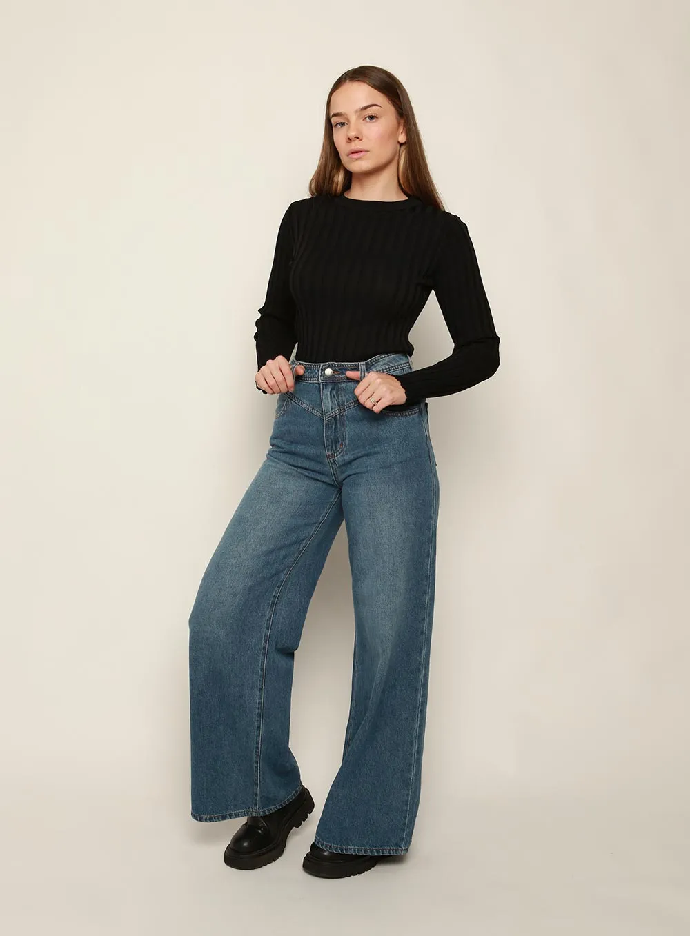 Sienna High Rise Wide Leg Jean-BLUE