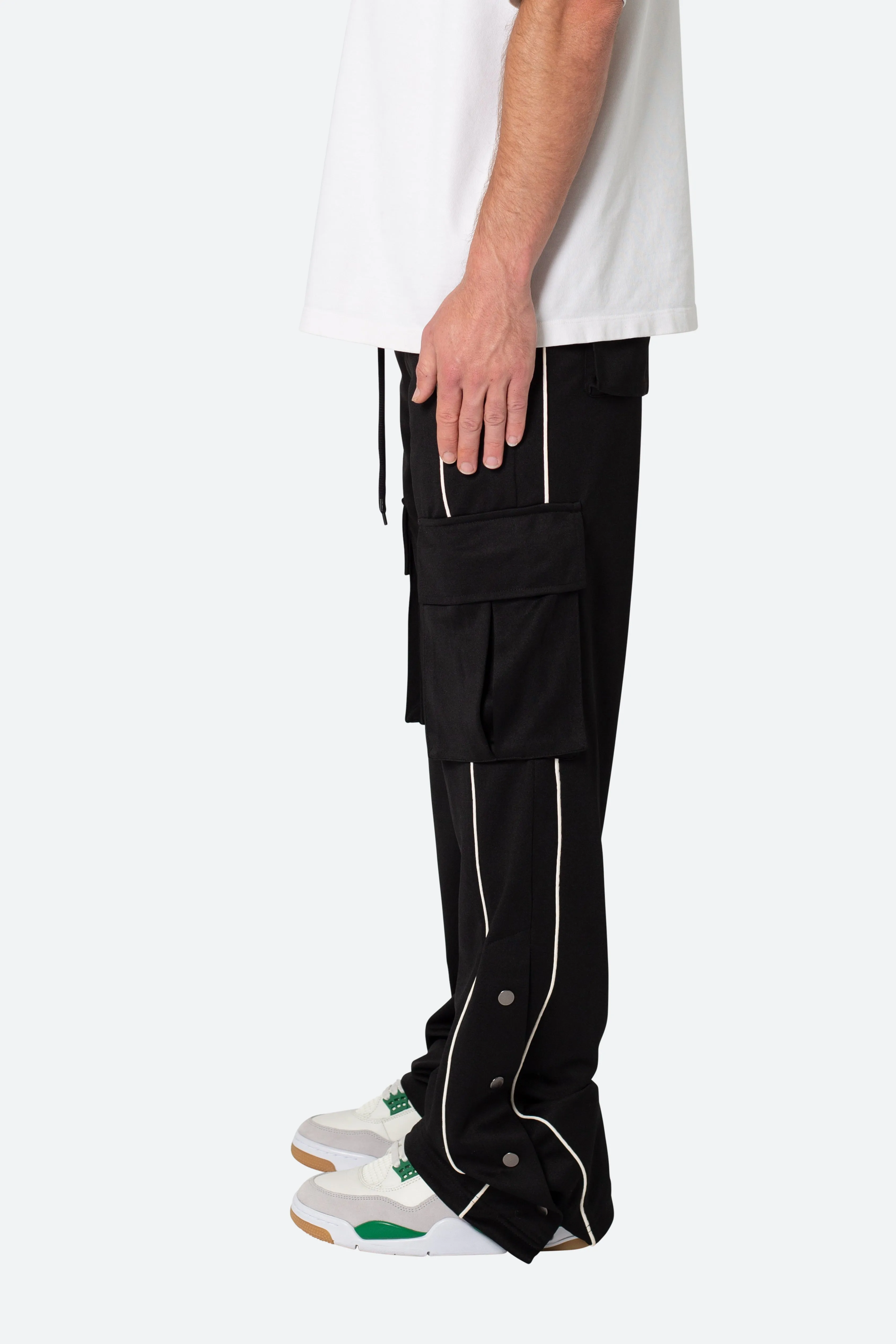 Snap Cargo Track Pants - Black