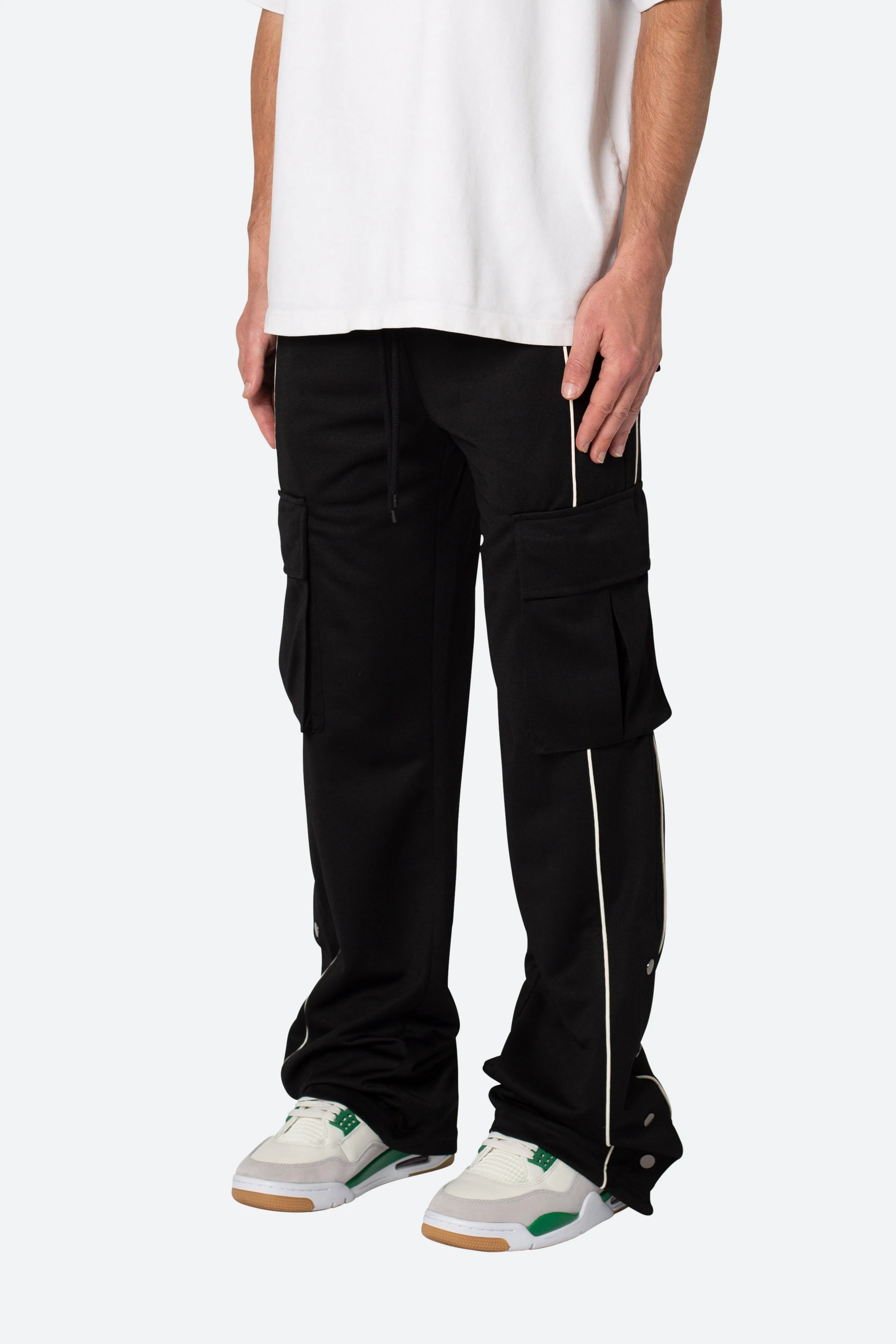 Snap Cargo Track Pants - Black