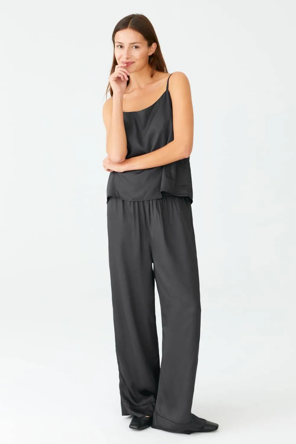 Straight Fit Silk Trousers